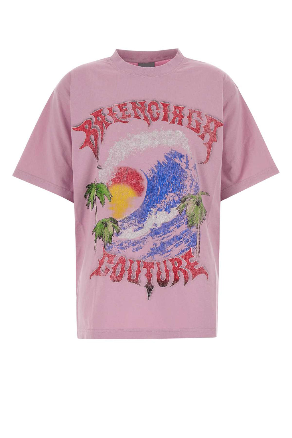Balenciaga Women Pink Cotton Oversize T-Shirt