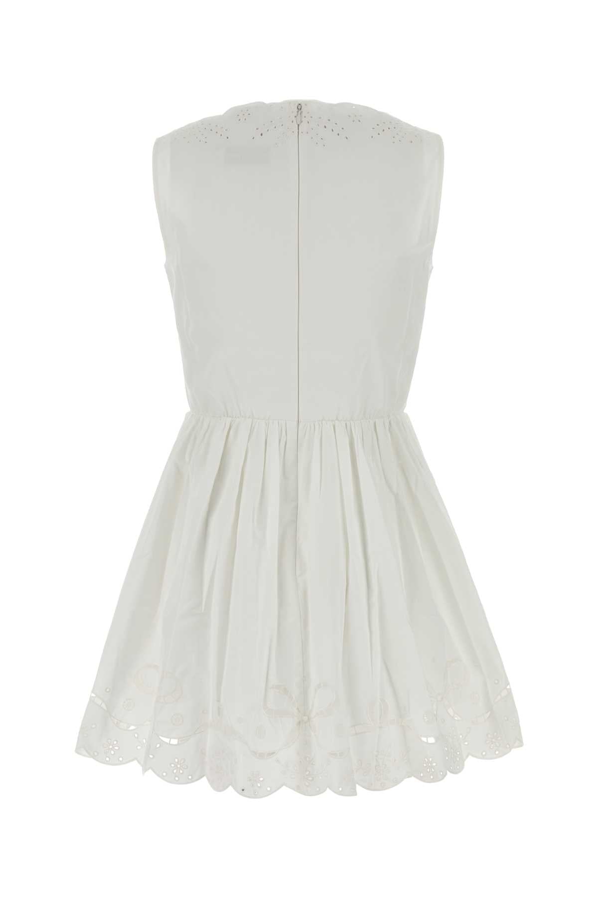 Self Portrait Women White Poplin Mini Dress
