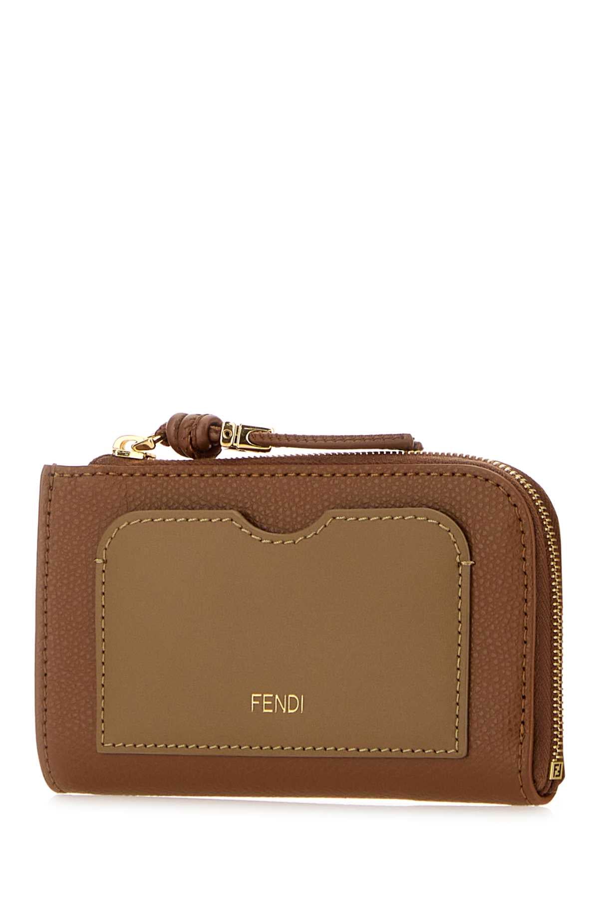 Fendi Women Brown Leather Coin Purse