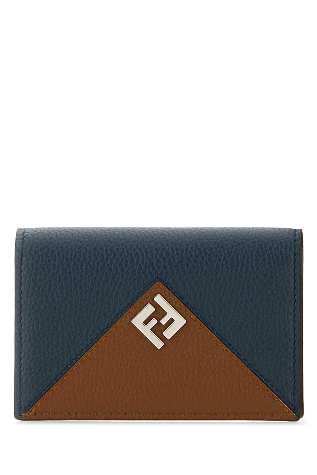Fendi Men Navy Blue Leather Card Holder
