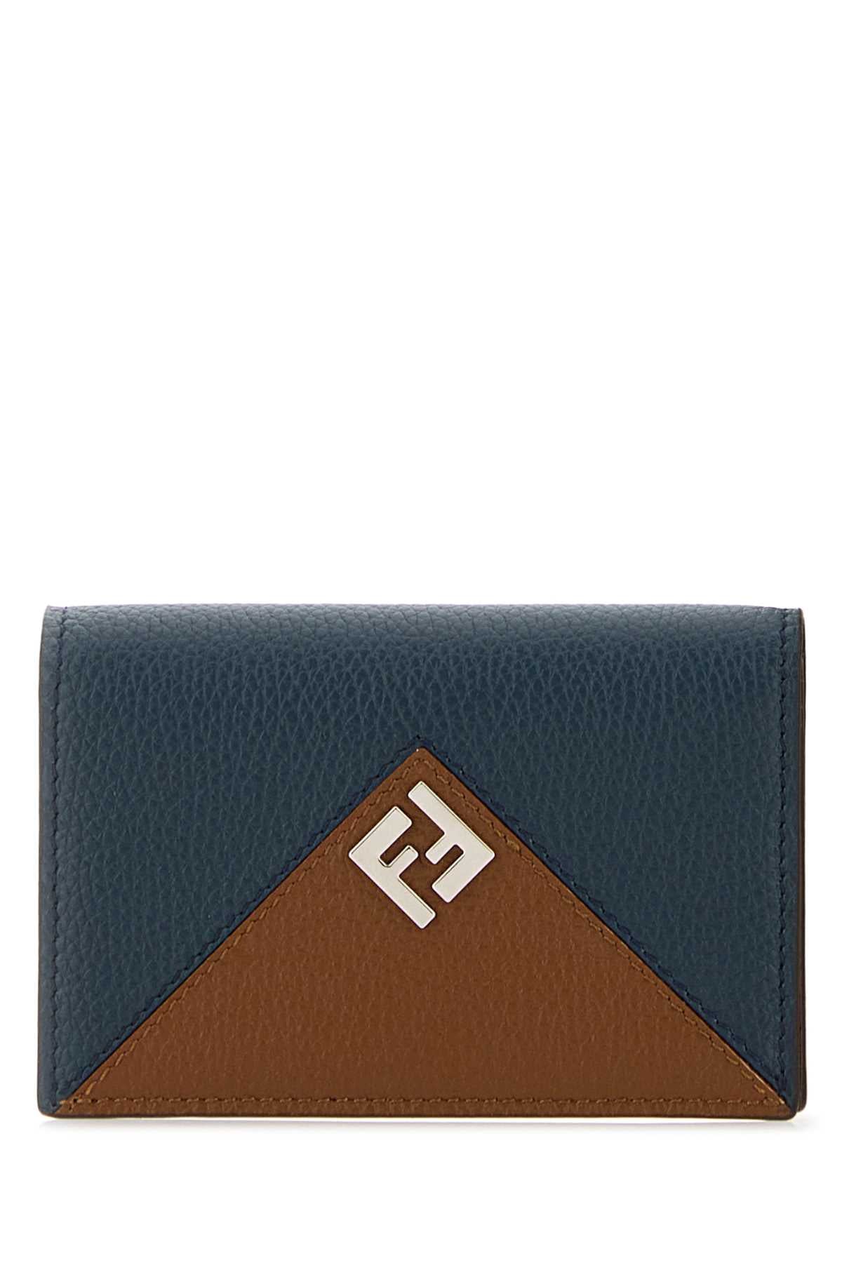 Fendi Men Navy Blue Leather Card Holder