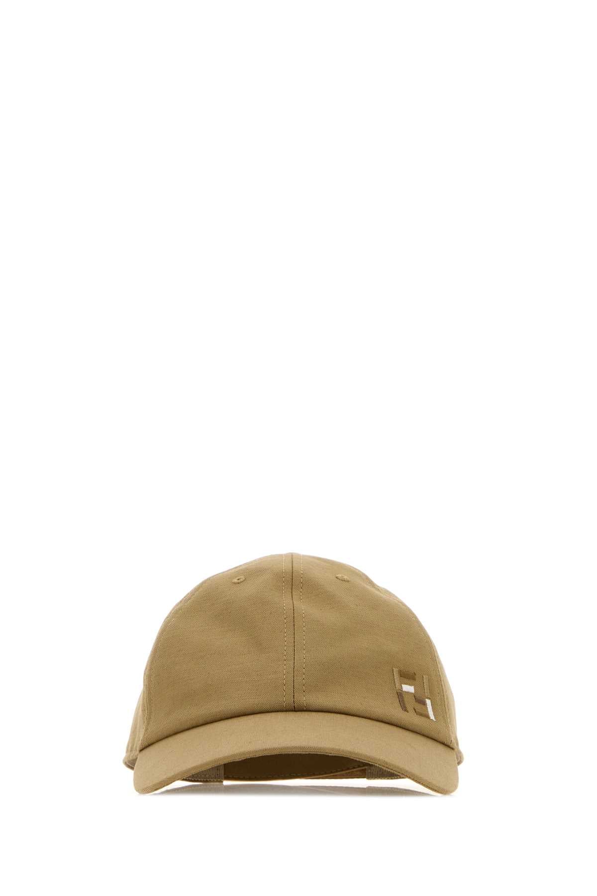 Fendi Men Cappuccino Cotton Blend Baseball Cap