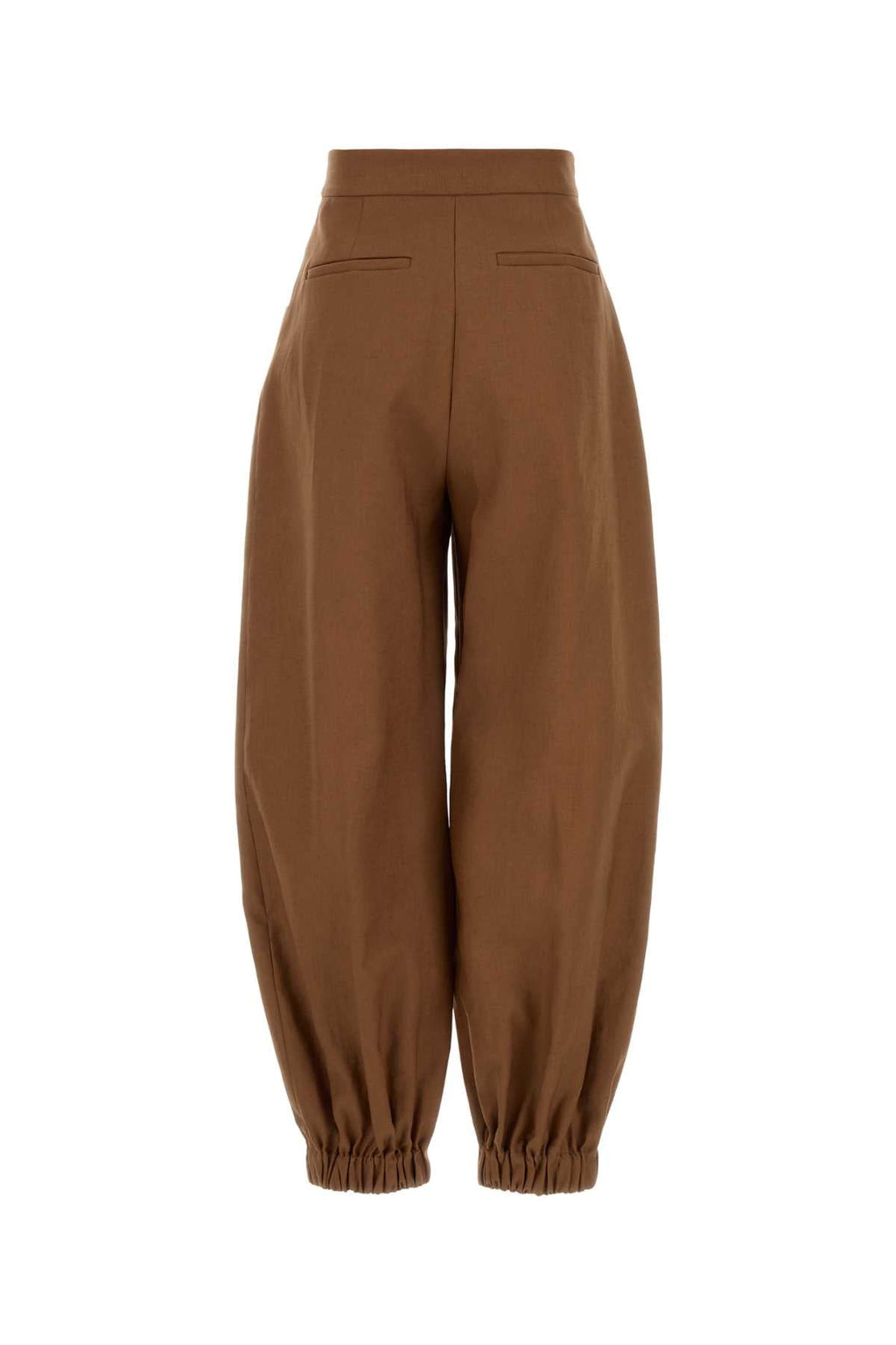 Fendi Women Brick Linen Blend Wide-Leg Pant