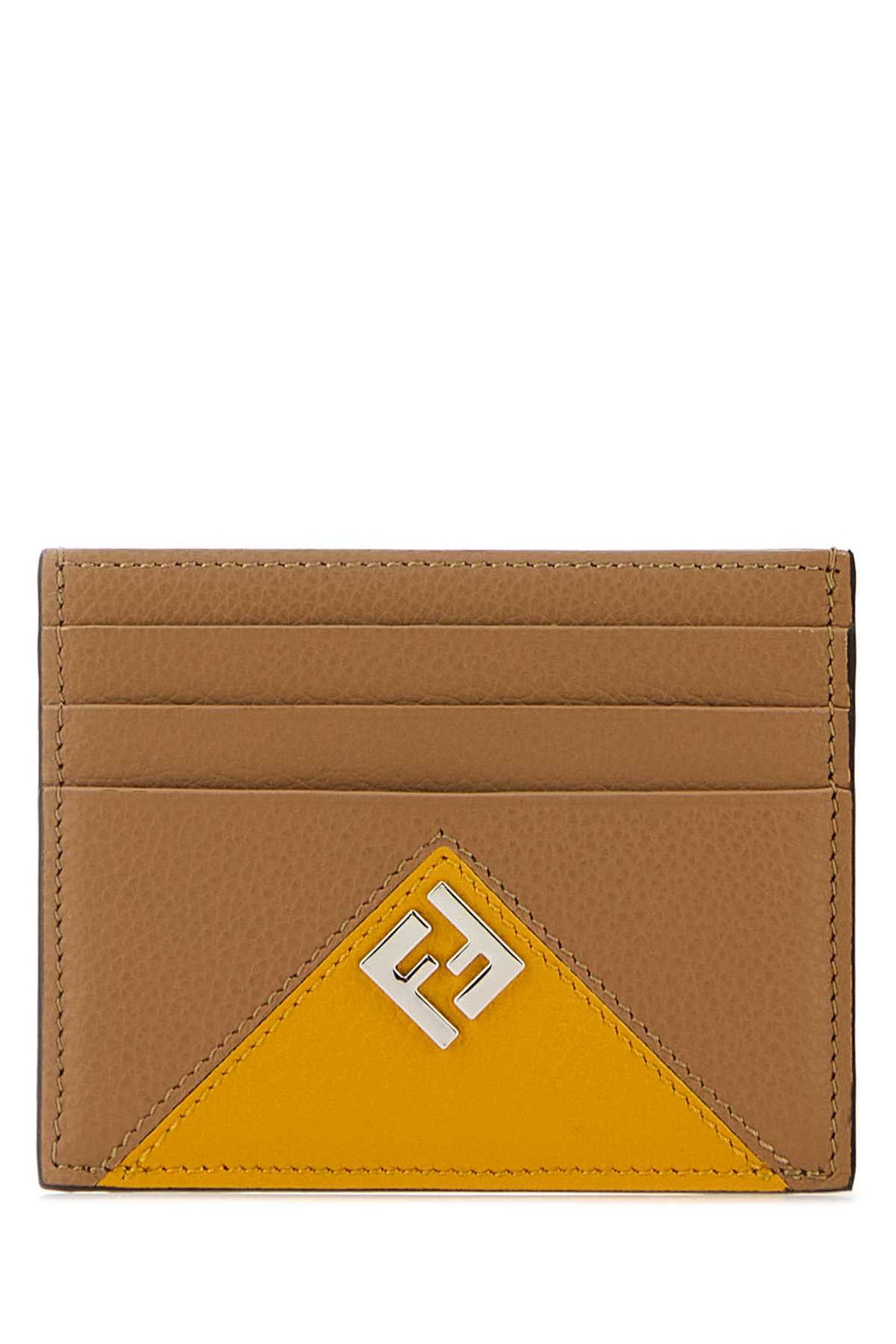 Fendi Men Beige Leather Card Holder