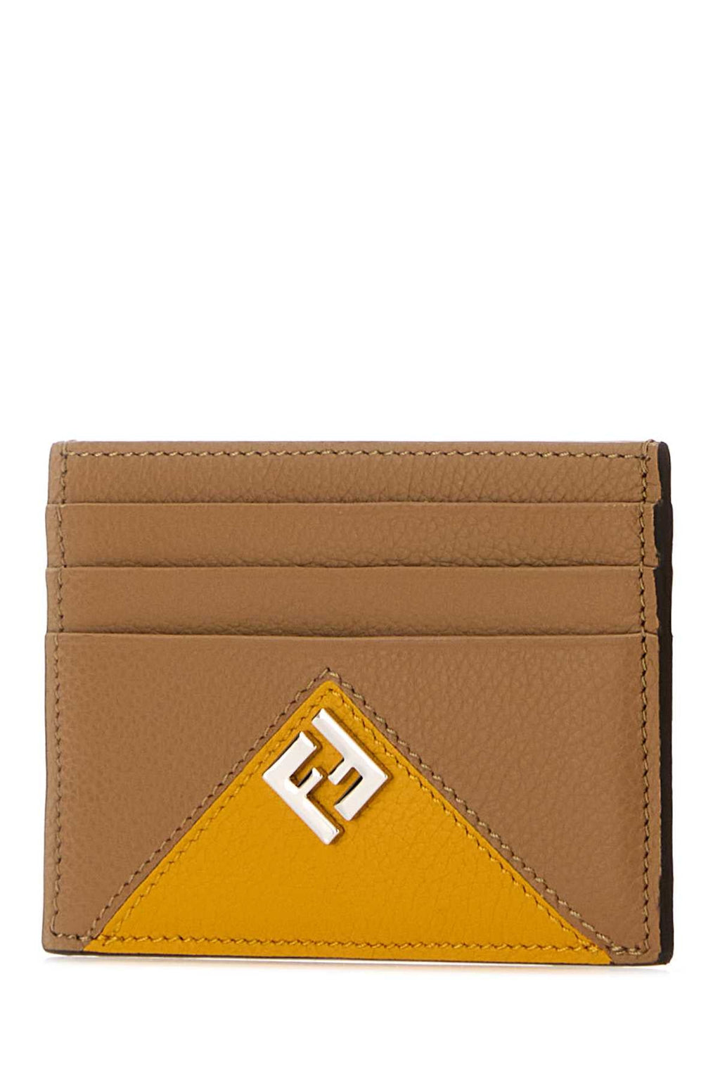 Fendi Men Beige Leather Card Holder