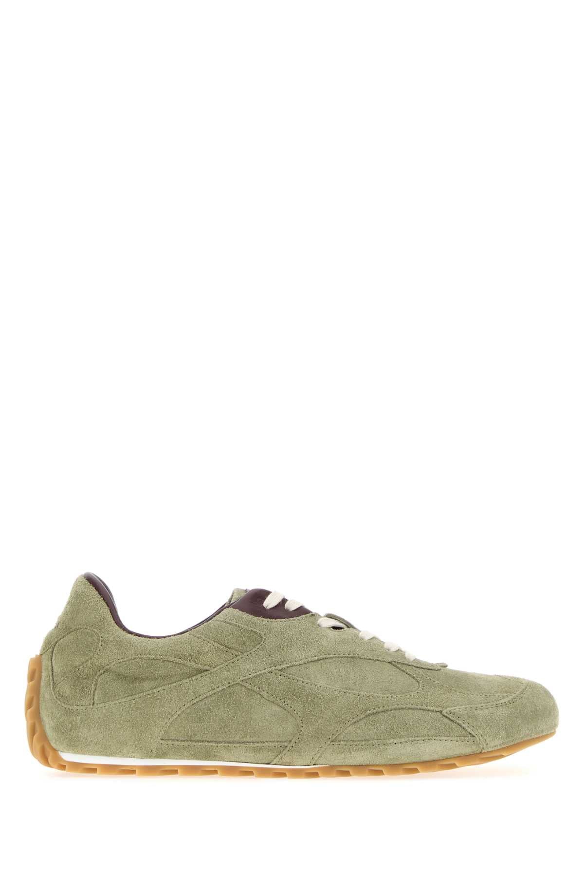Bottega Veneta Women Sage Green Suede Orbit Flash Sneakers