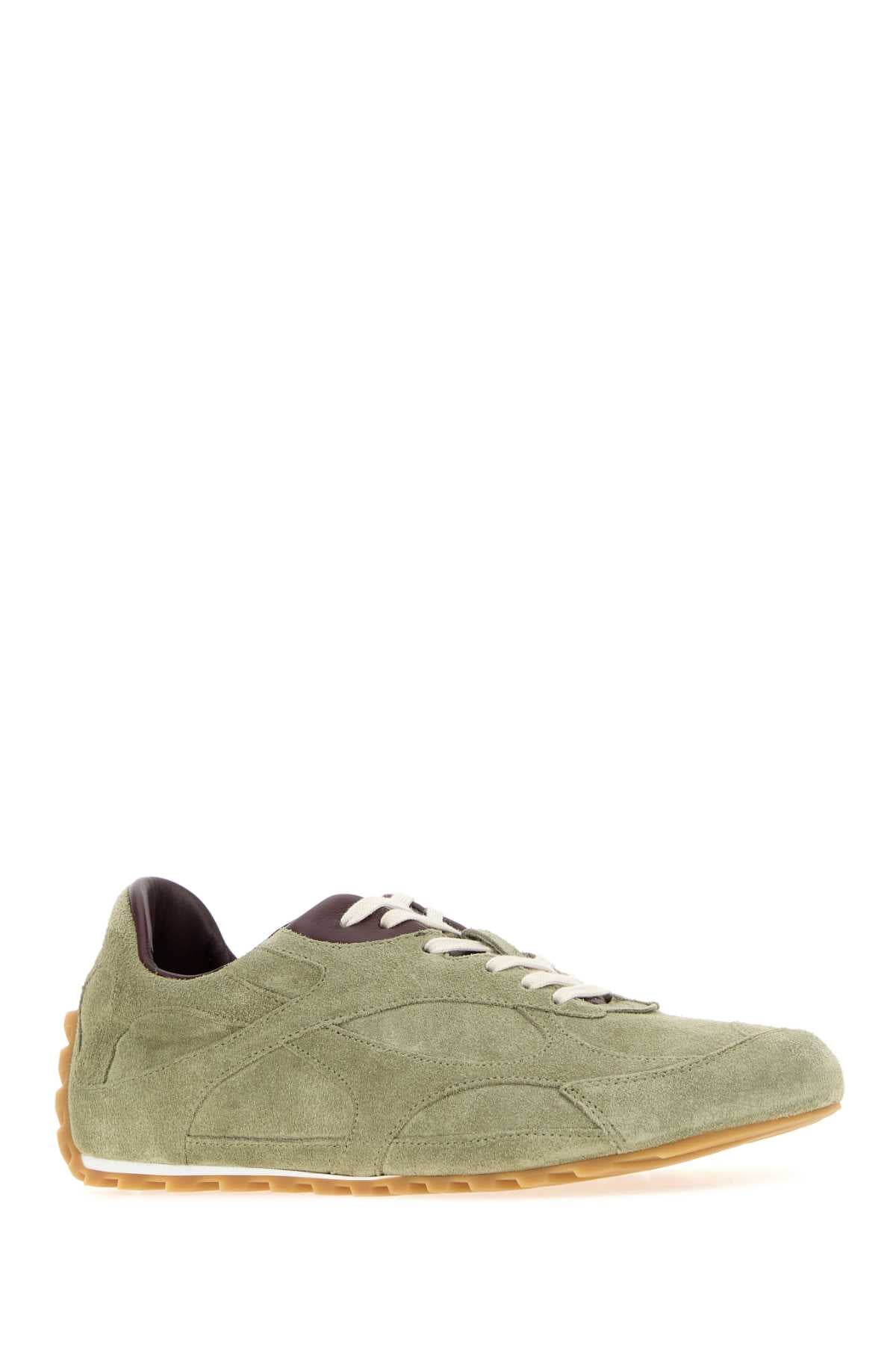 Bottega Veneta Women Sage Green Suede Orbit Flash Sneakers