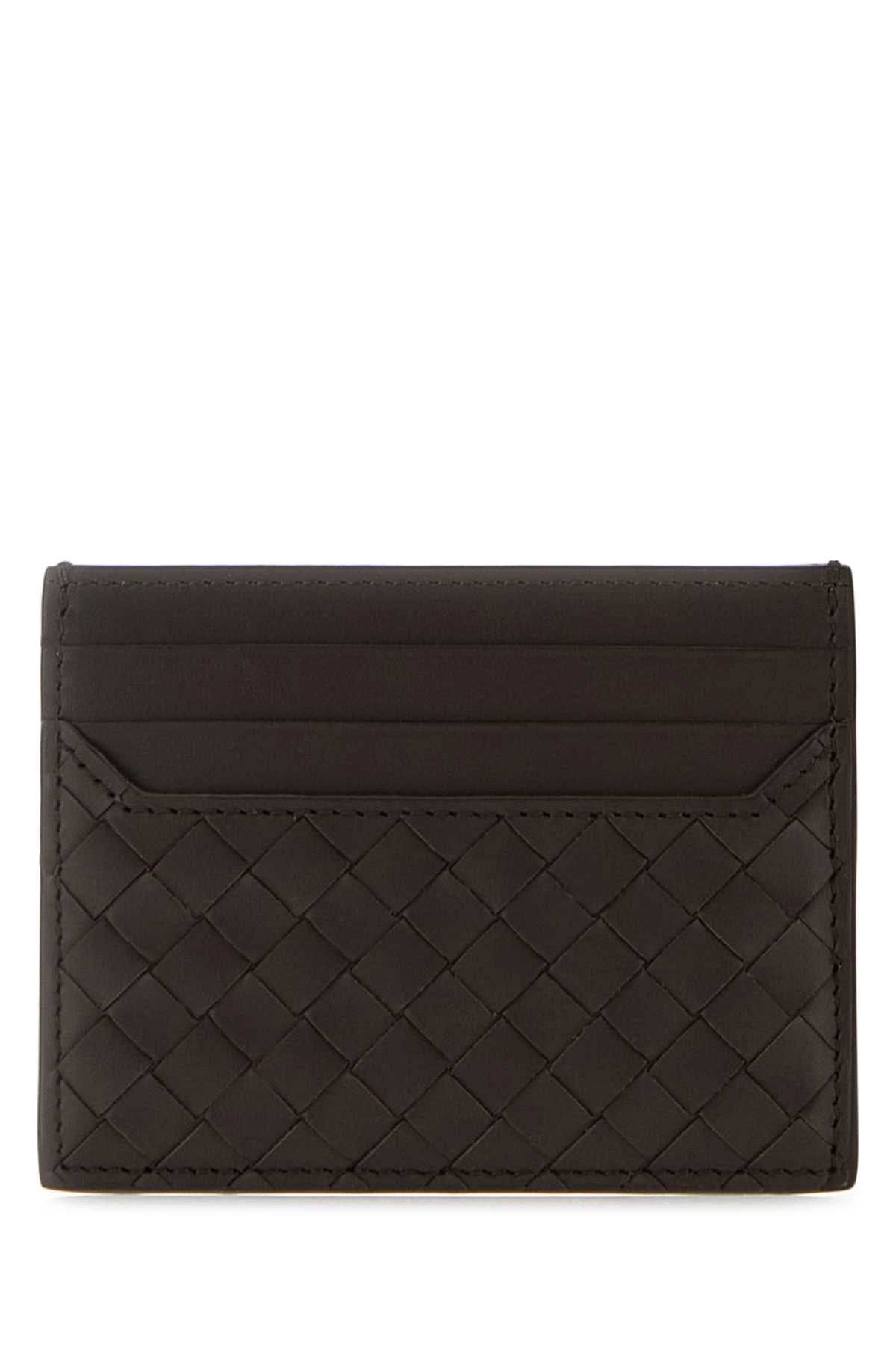 Bottega Veneta Men Dark Brown Leather Card Holder
