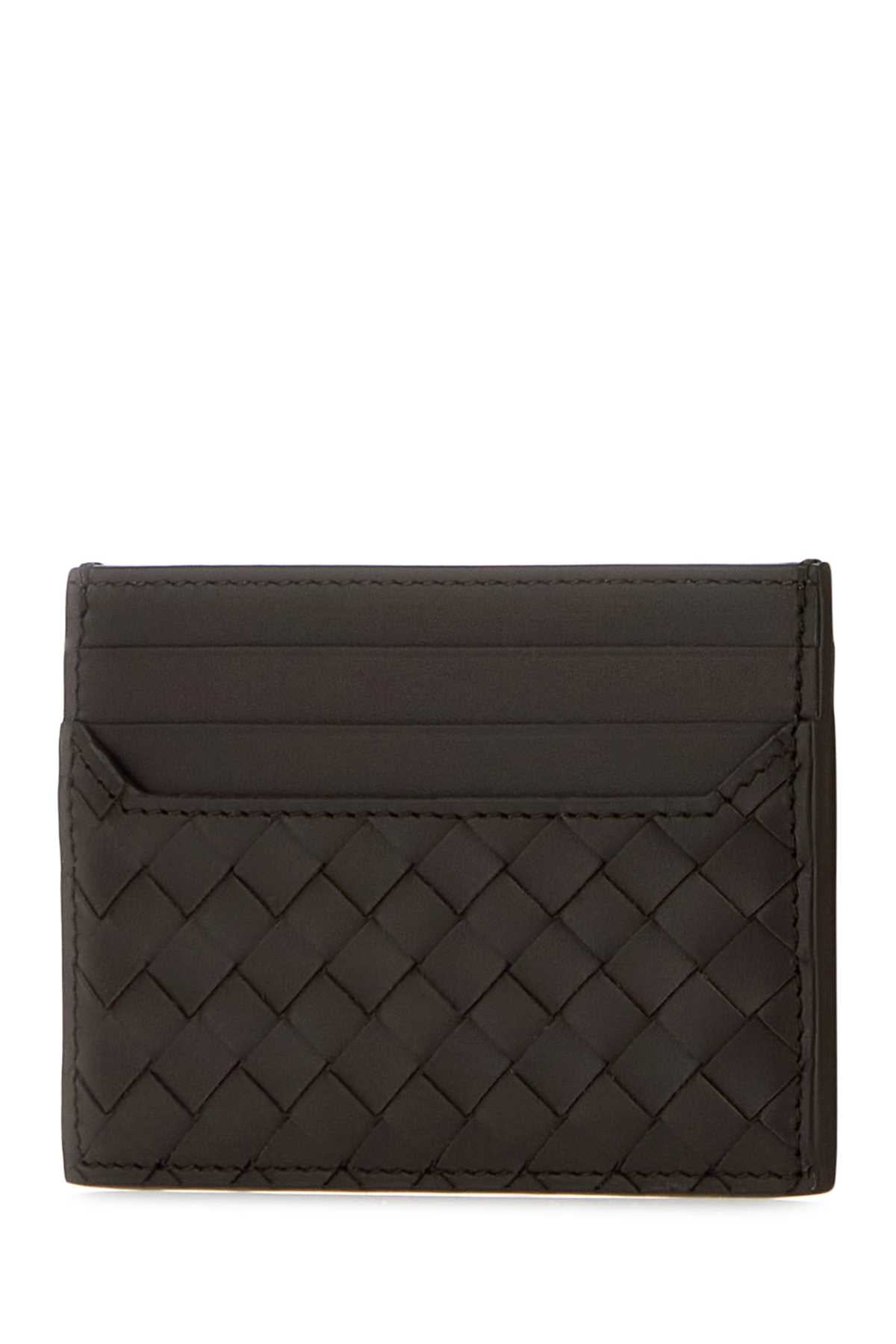 Bottega Veneta Men Dark Brown Leather Card Holder