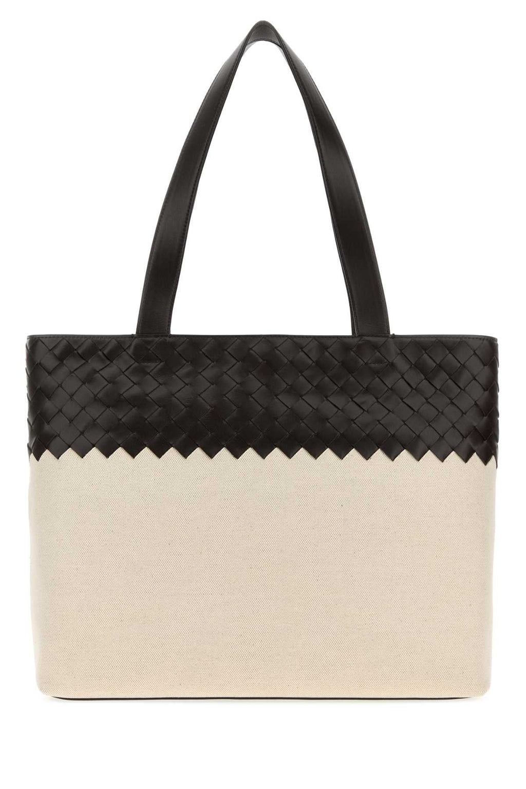 Bottega Veneta Men Two-Tone Leather And Canvas Intrecciato Shopping Bag