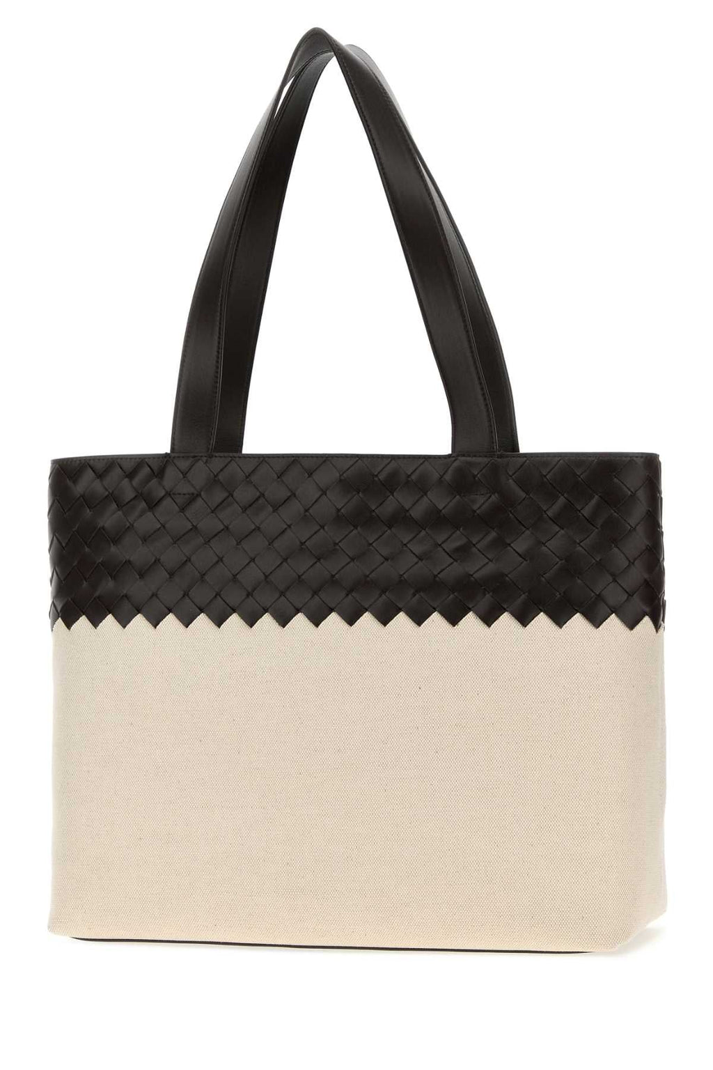 Bottega Veneta Men Two-Tone Leather And Canvas Intrecciato Shopping Bag