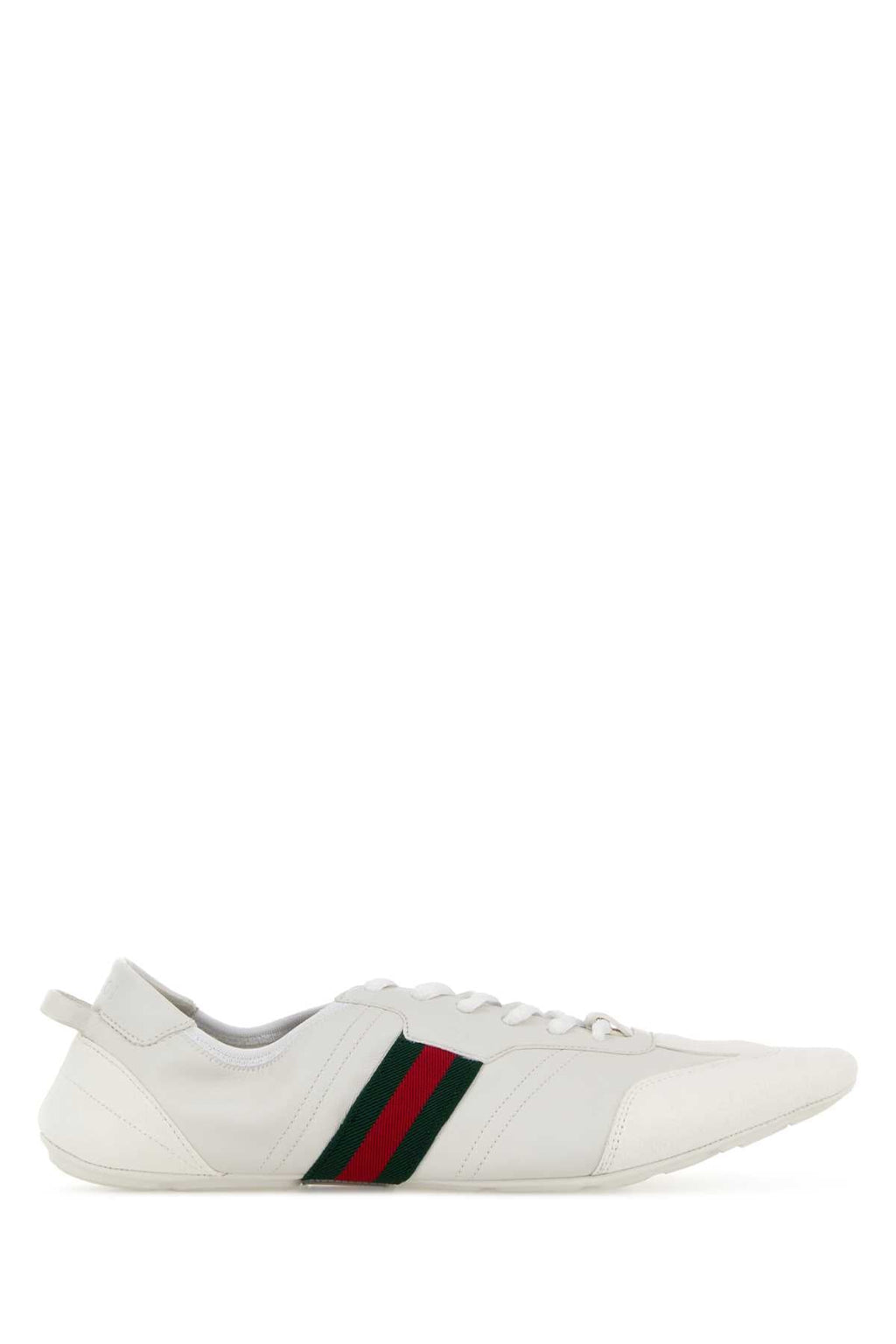 Gucci Men White Leather And Suede Flex Sneakers
