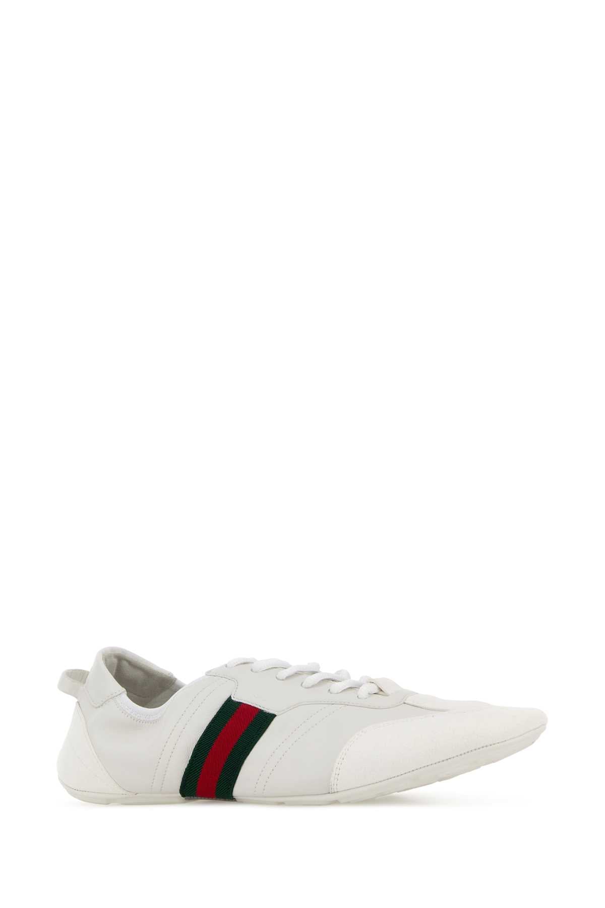 Gucci Men White Leather And Suede Flex Sneakers