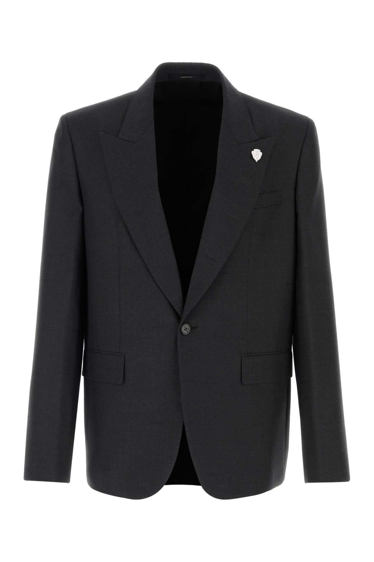 Gucci Men Graphite Wool Blazer