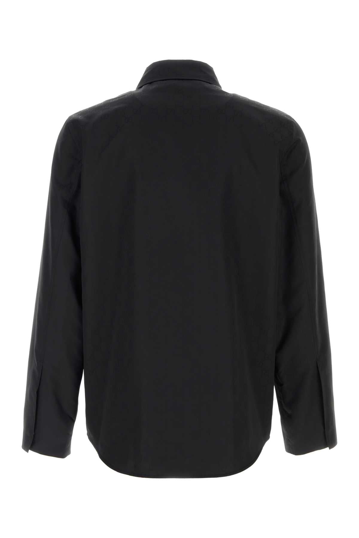 Gucci Men Black Gg Faille Shirt