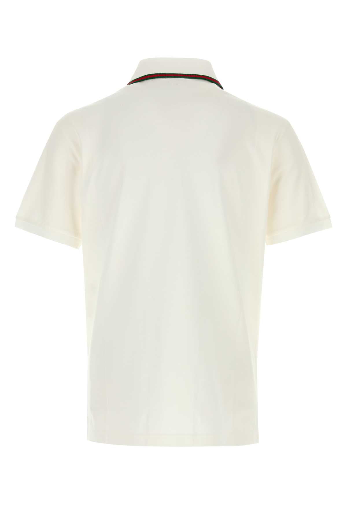 Gucci Men White Piquet Polo Shirt