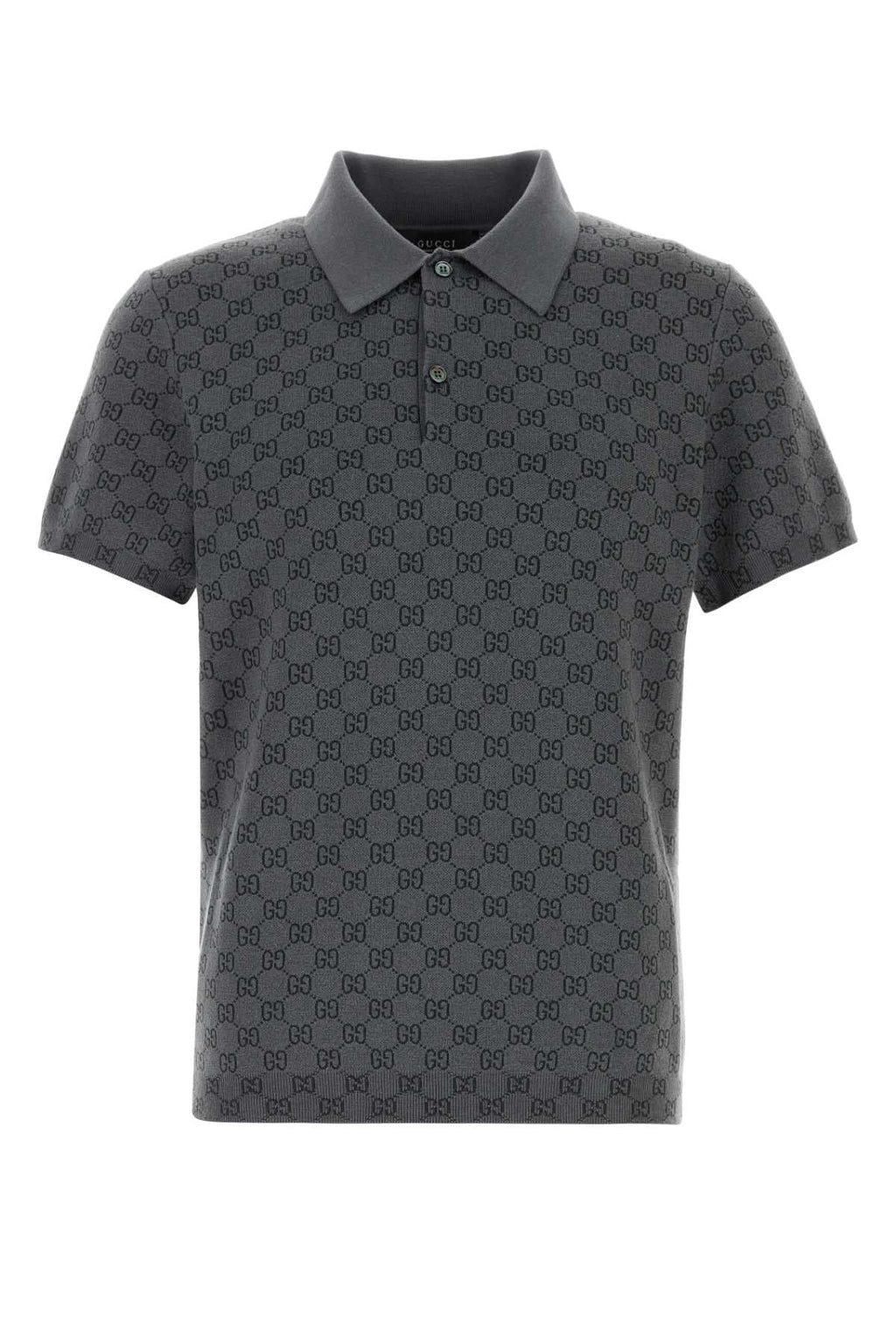 Gucci Men Grey Gg Knit Polo Shirt