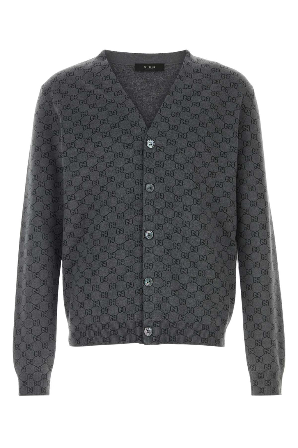 Gucci Men Embroidered Wool Blend Cardigan