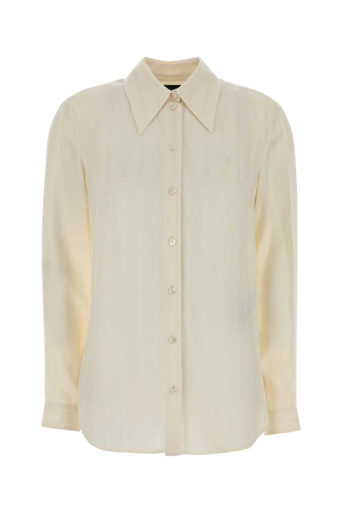 Gucci Women Ivory Crepe Shirt
