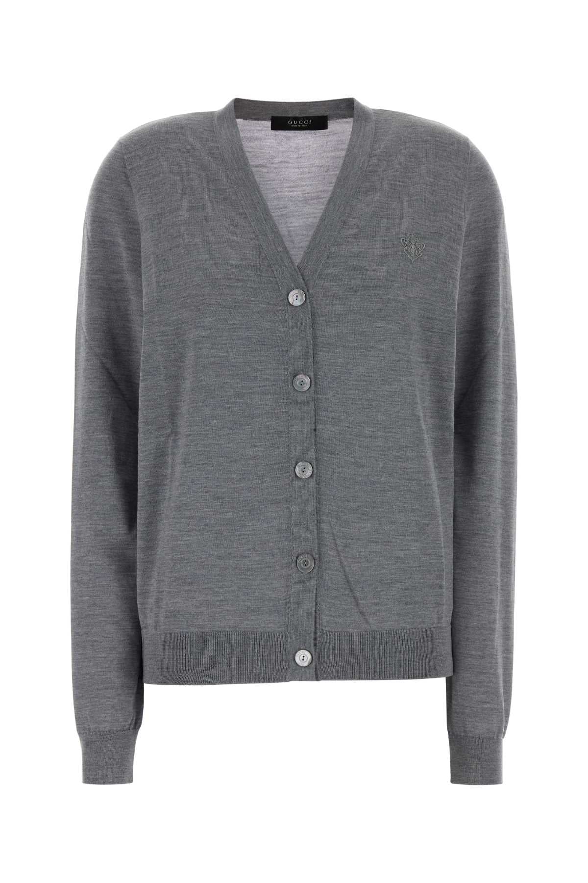 Gucci Women Grey Wool Cardigan