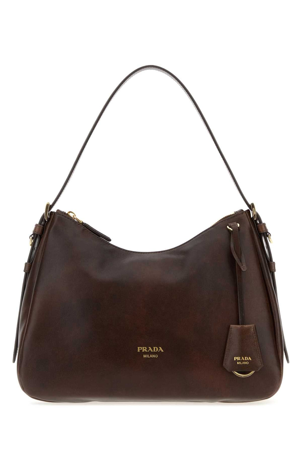 Prada Women Dark Brown Leather Shoulder Bag