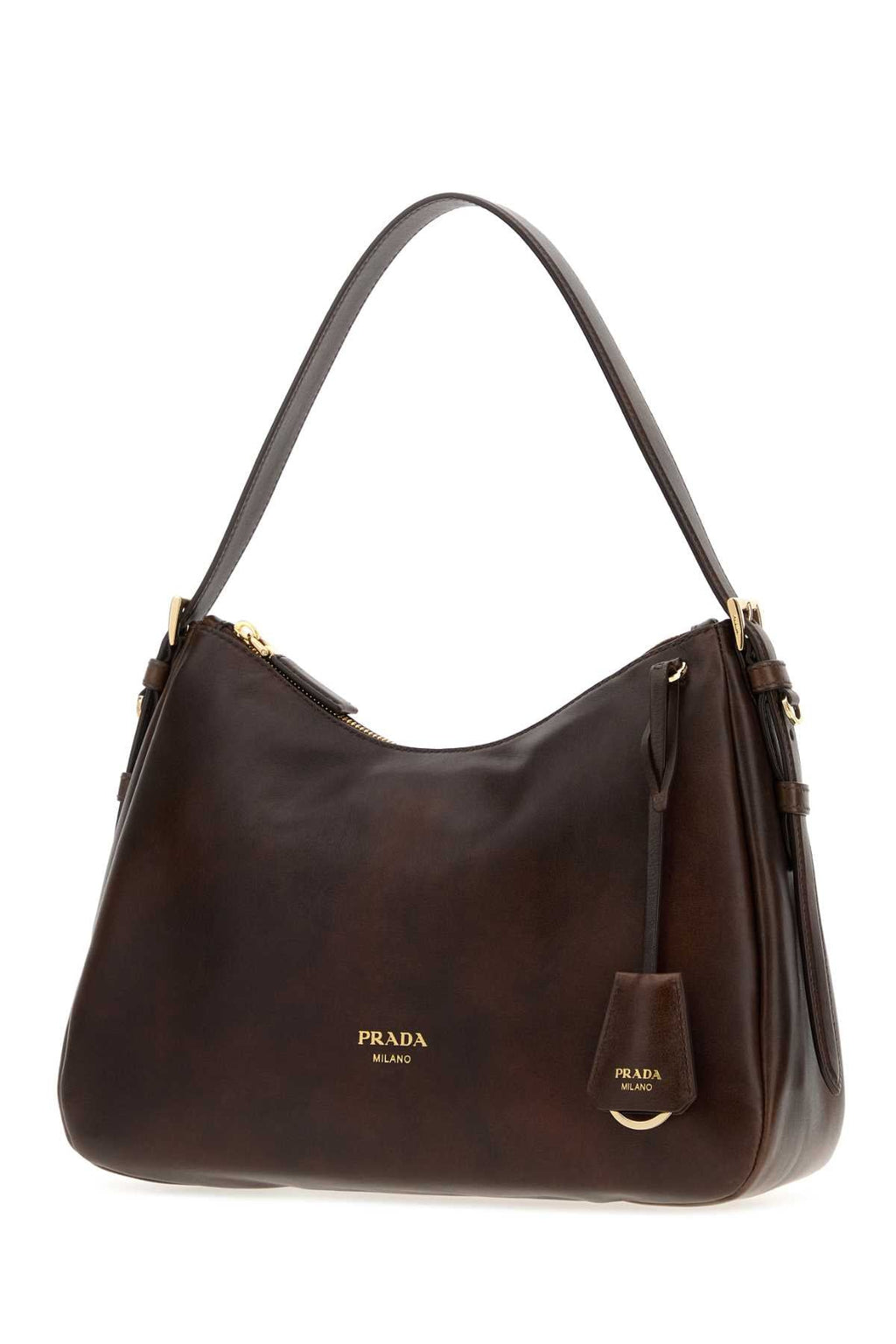 Prada Women Dark Brown Leather Shoulder Bag