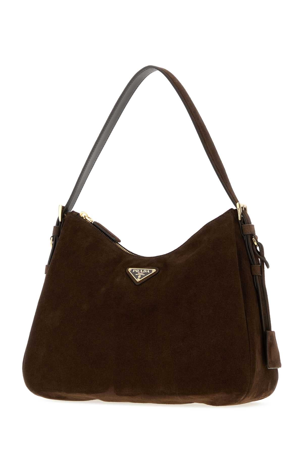 Prada Women Dark Brown Suede Shoulder Bag