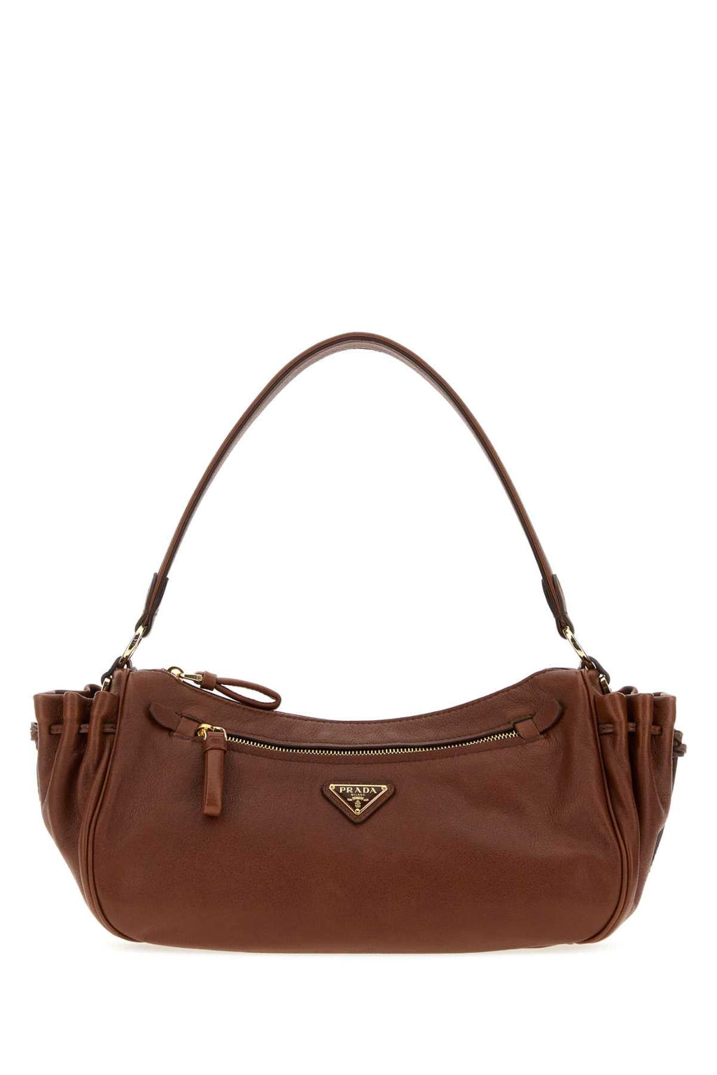 Prada Women Caramel Leather Small Shoulder Bag