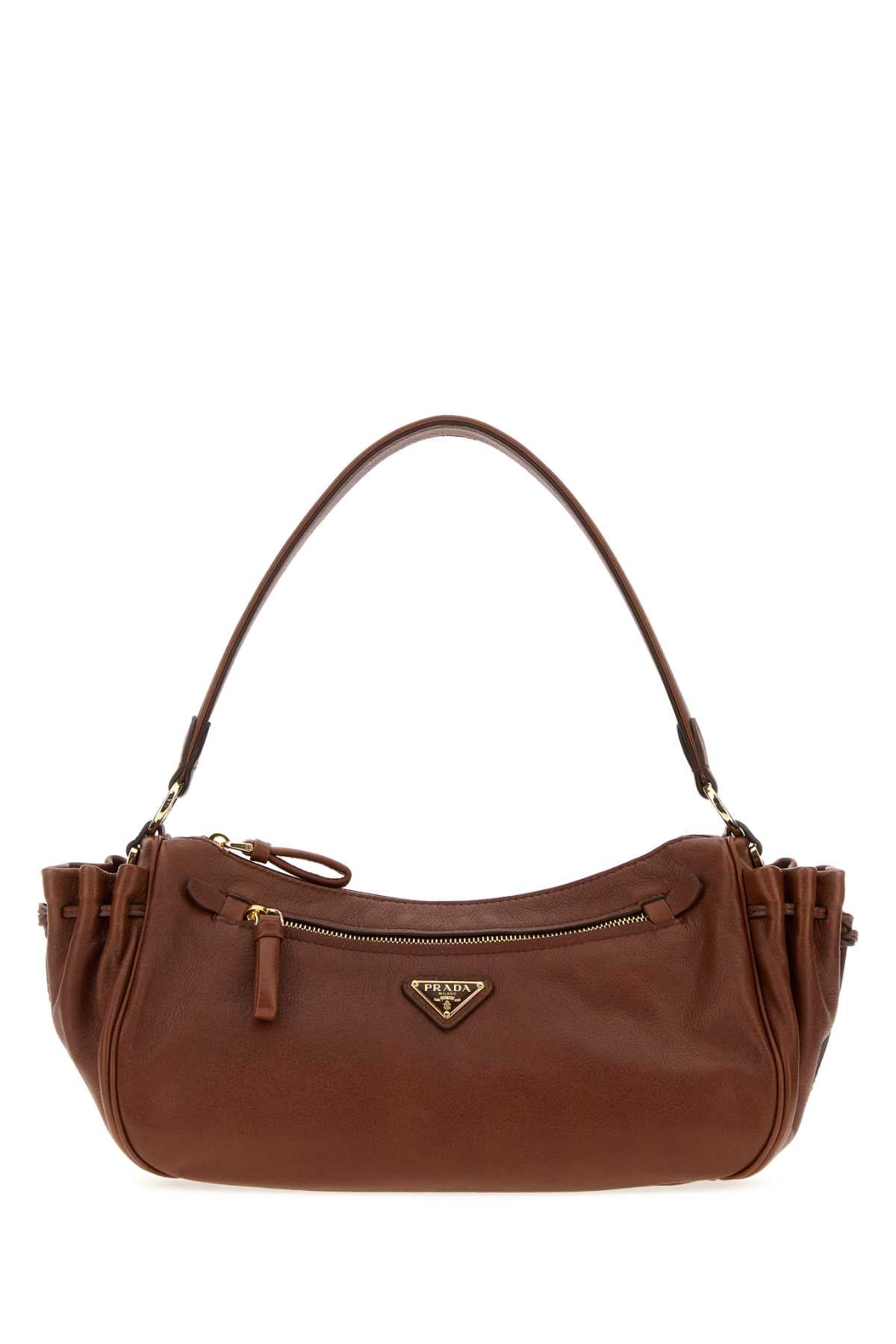 Prada Women Caramel Leather Small Shoulder Bag