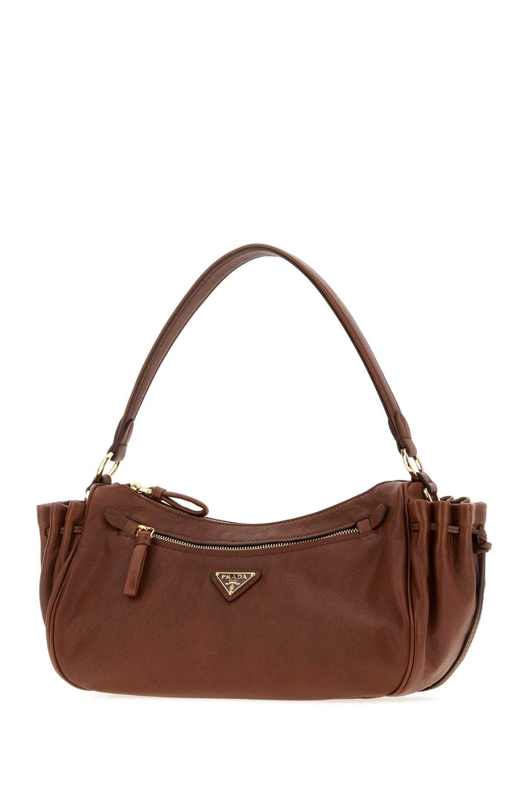 Prada Women Caramel Leather Small Shoulder Bag