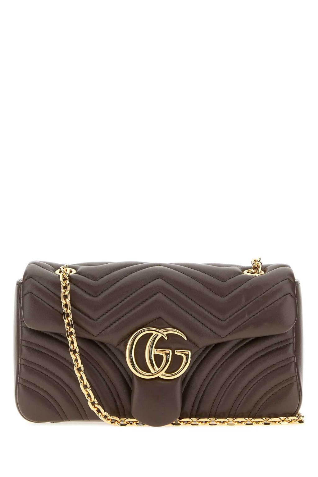 Gucci Women Mud Nappa Leather Medium Gg Marmont Shoulder Bag
