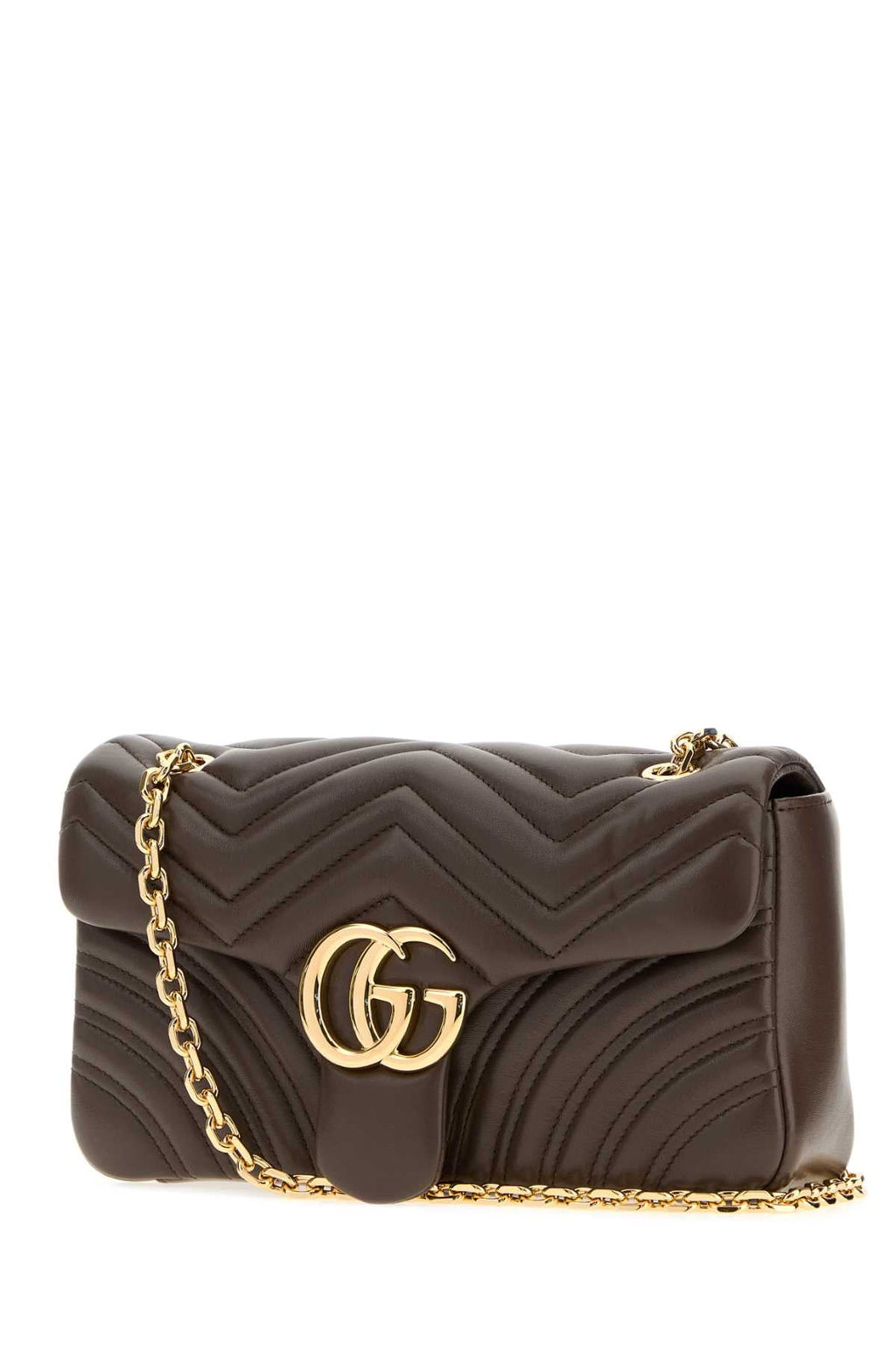 Gucci Women Mud Nappa Leather Medium Gg Marmont Shoulder Bag