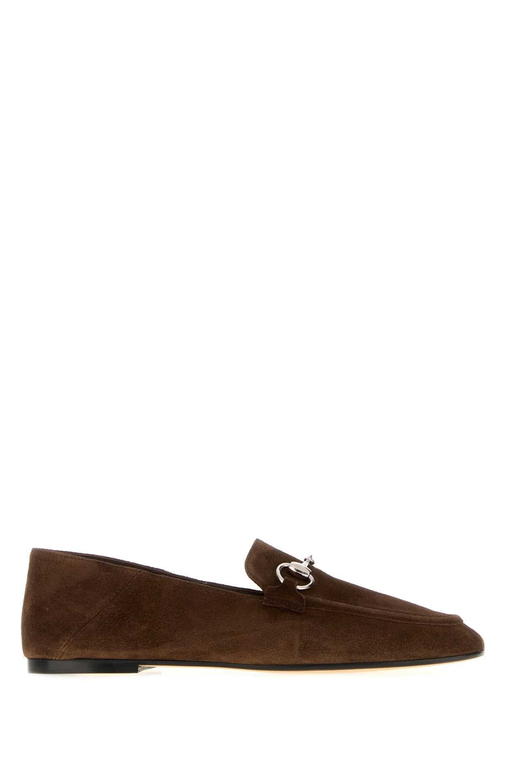 Gucci Women Brown Suede Jordaan Soft Loafers
