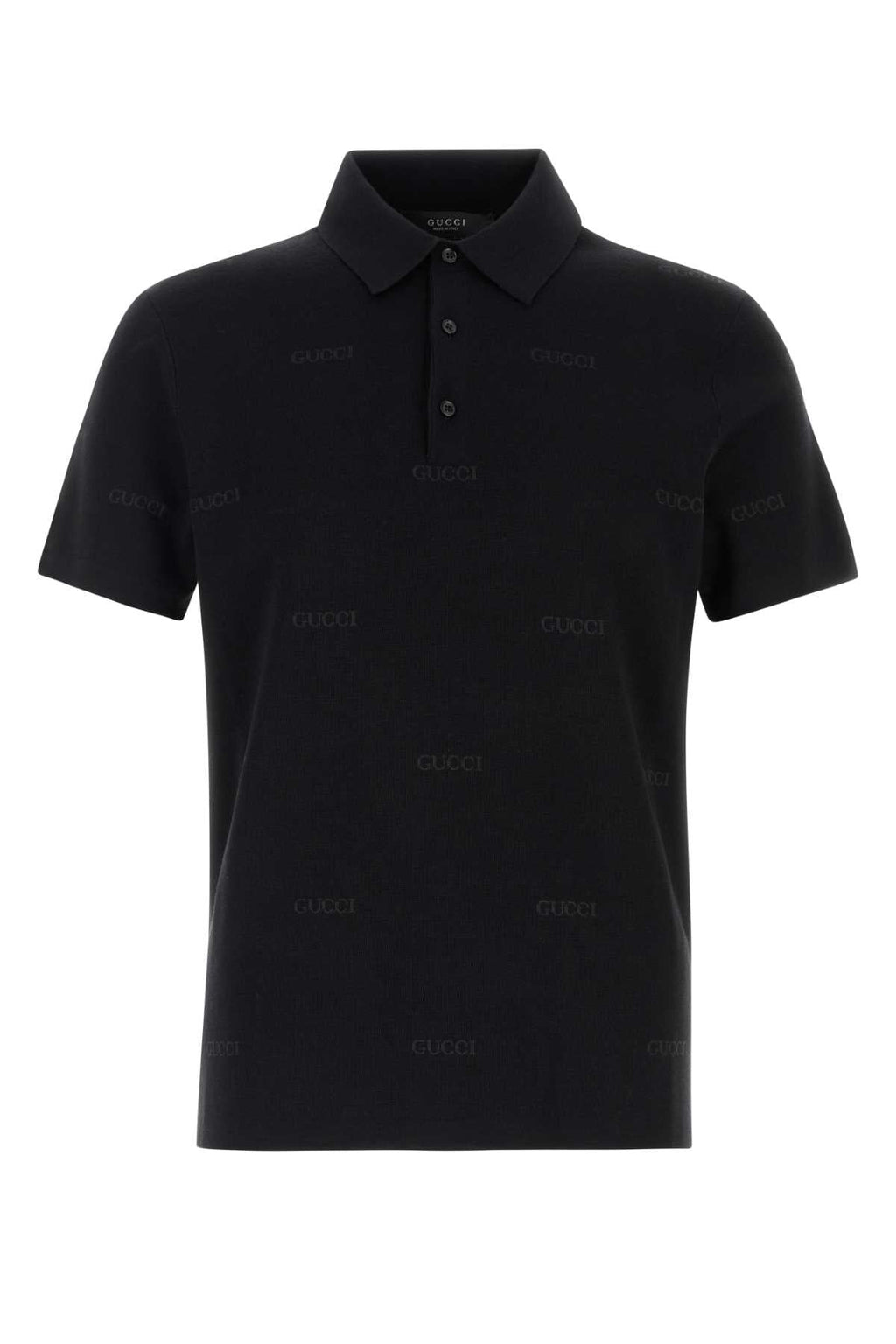 Gucci Men Embroidered Wool Blend Polo Shirt