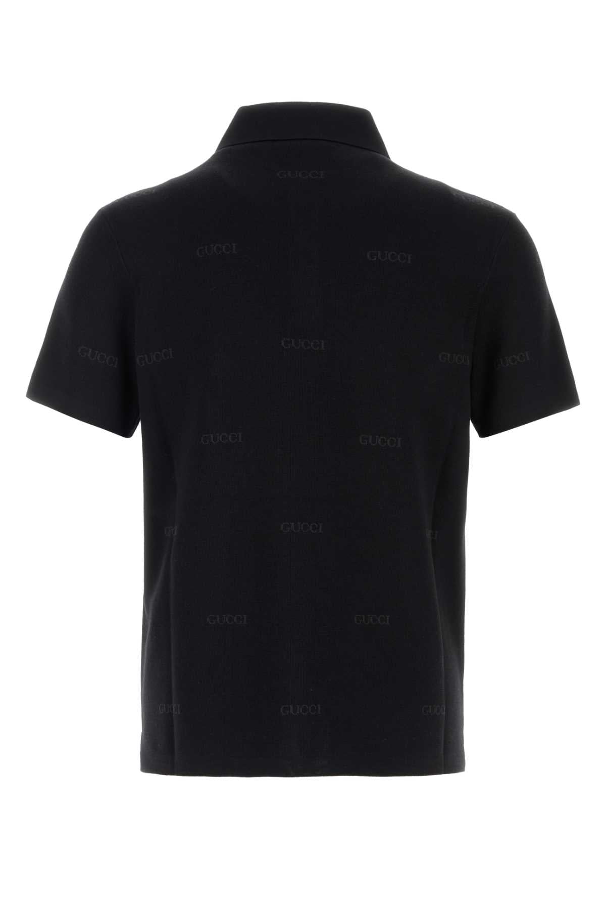 Gucci Men Embroidered Wool Blend Polo Shirt