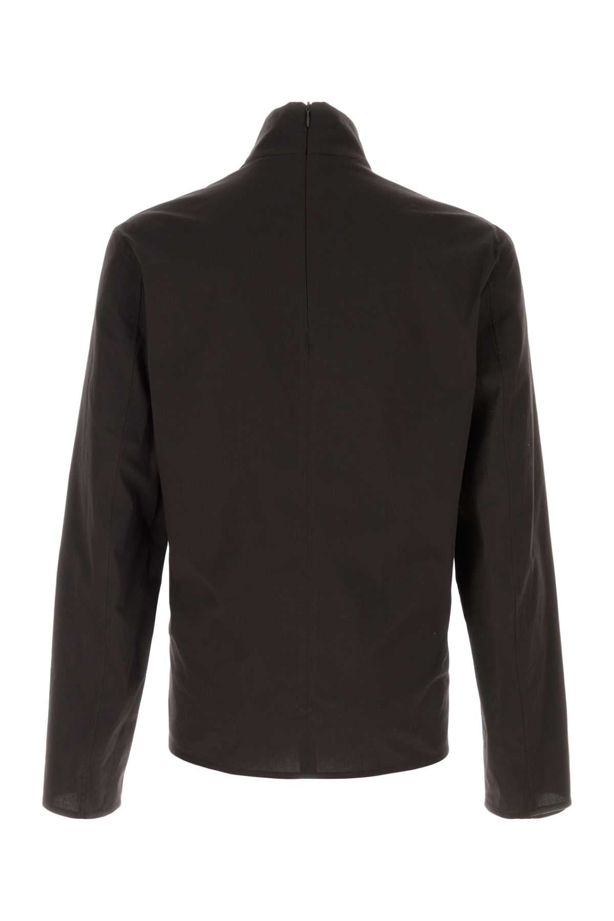 Gucci Men Dark Brown Stretch Poplin Shirt