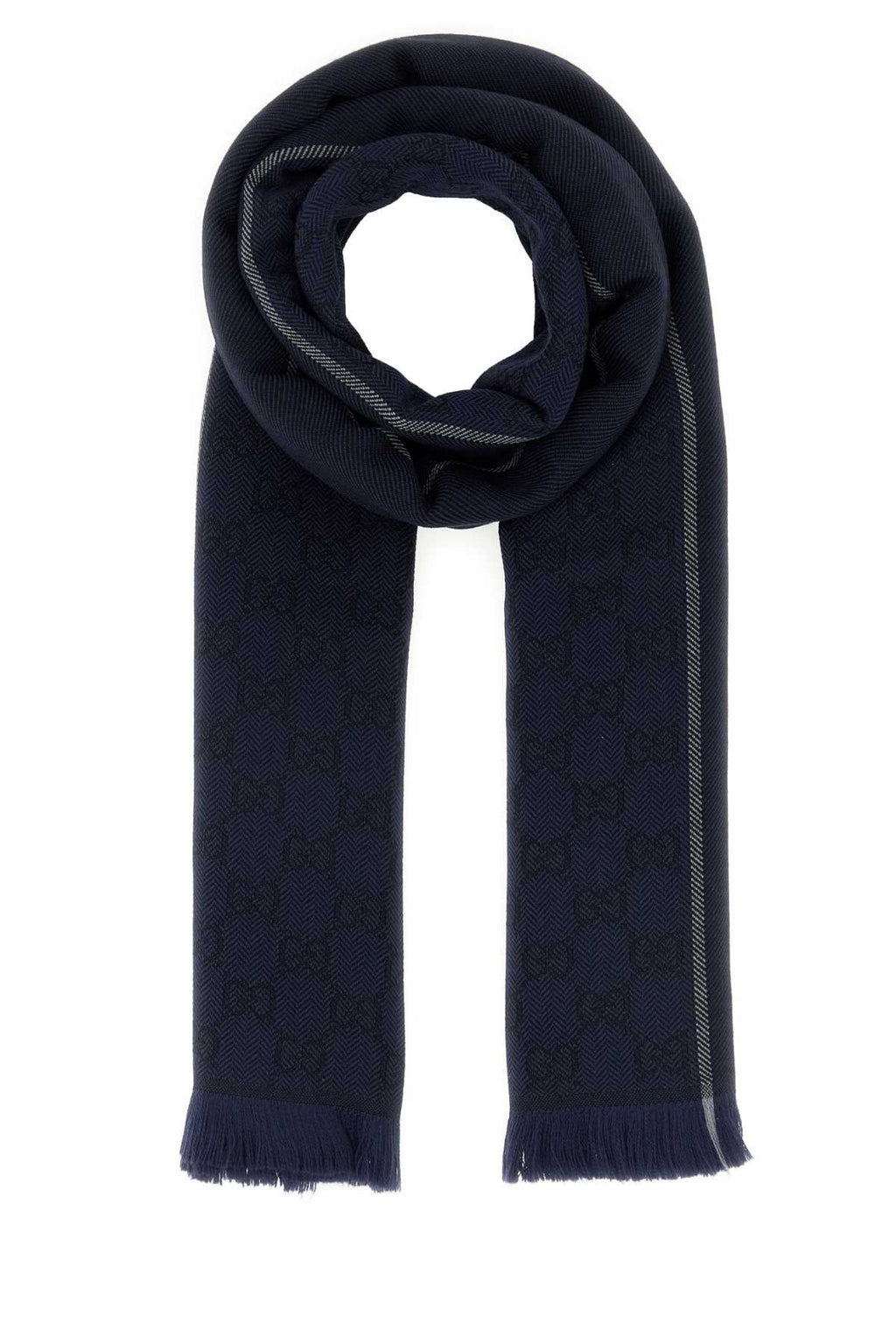 Gucci Men Midnight Blue Wool Scarf