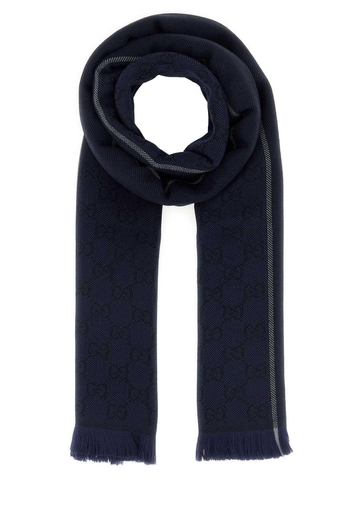 Gucci Men Midnight Blue Wool Scarf
