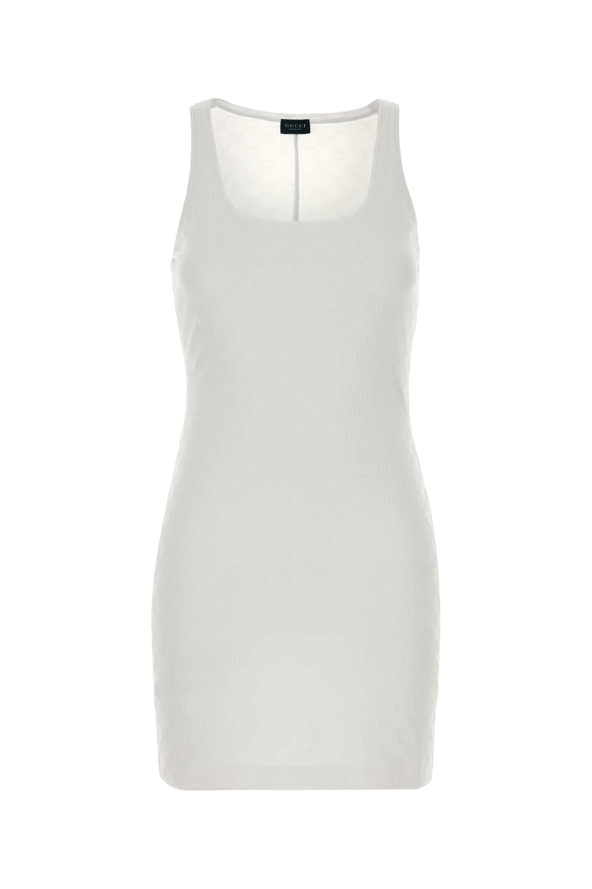 Gucci Women White Gg Jacquard Mini Dress