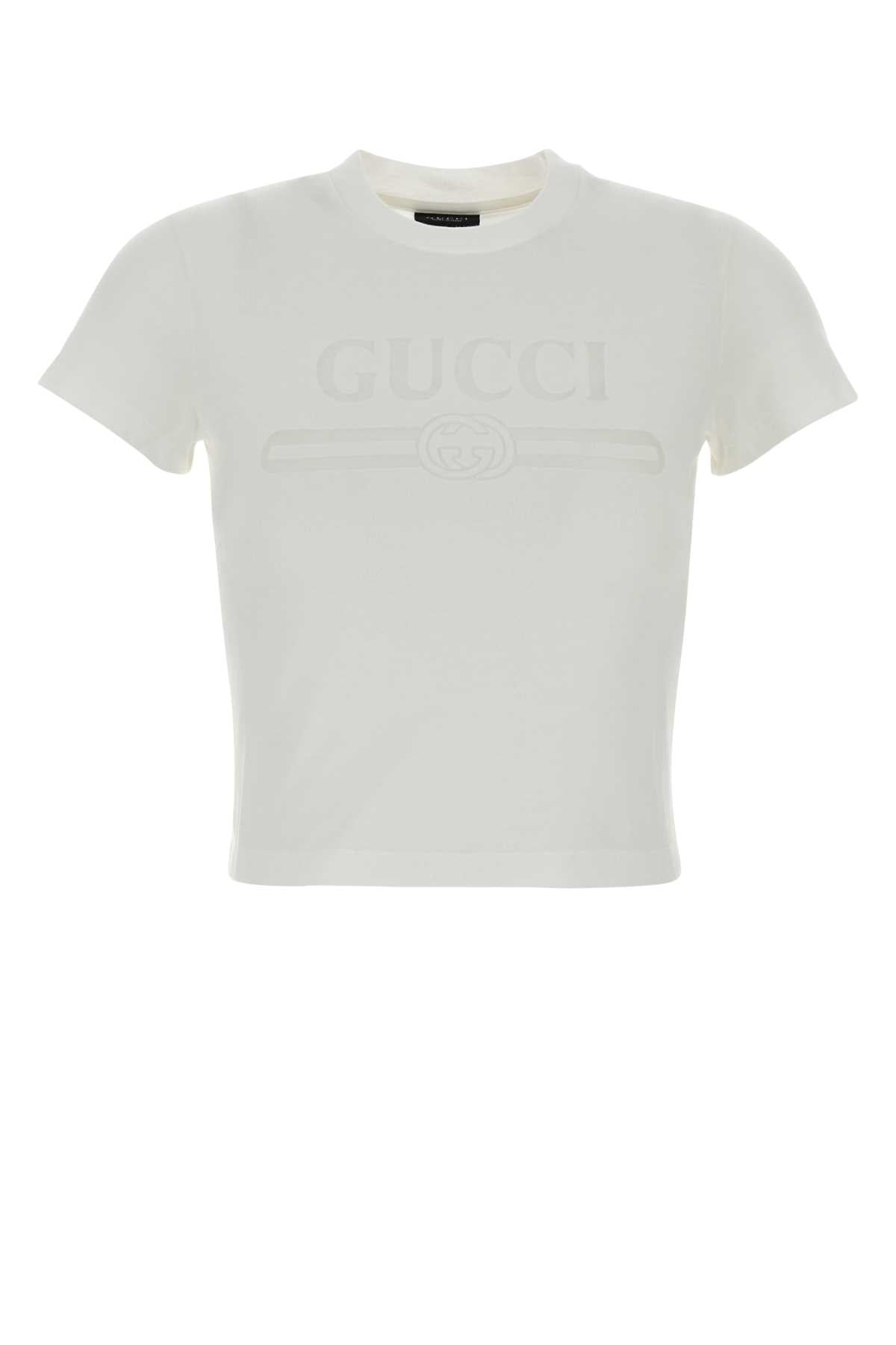 Gucci Women White Cotton Blend T-Shirt