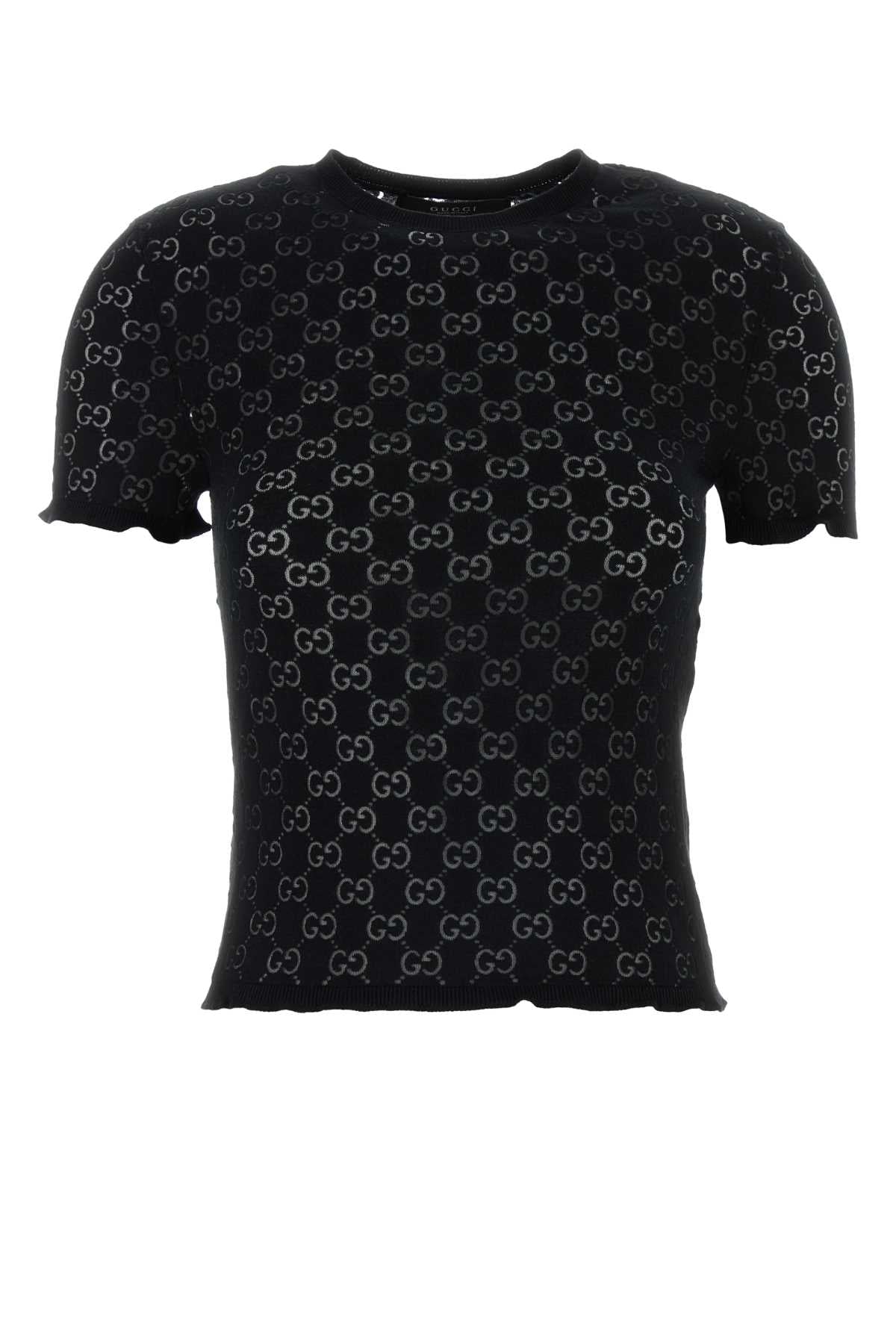 Gucci Women Black Gg Cotton Blend T-Shirt