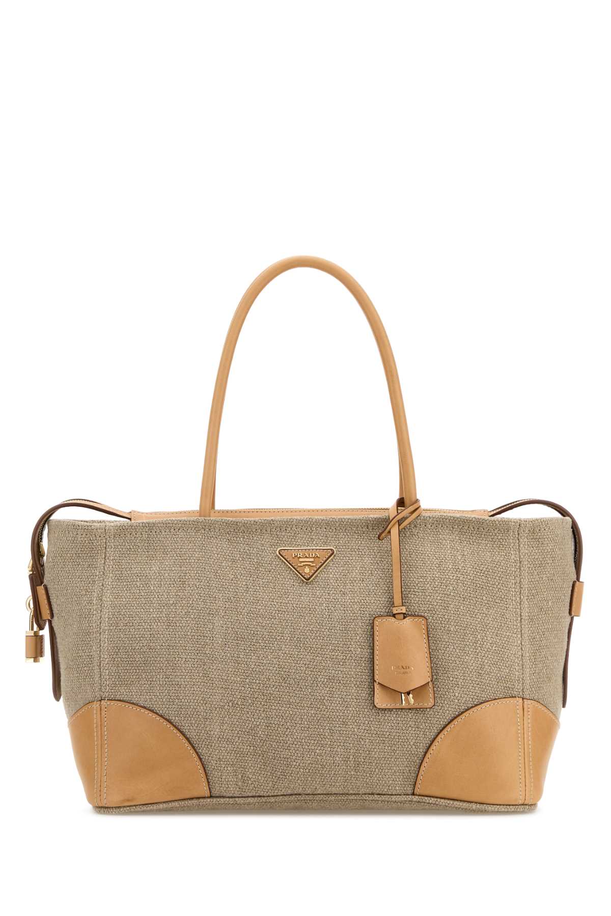 Prada Women Cappuccino Canvas Shopping Bag