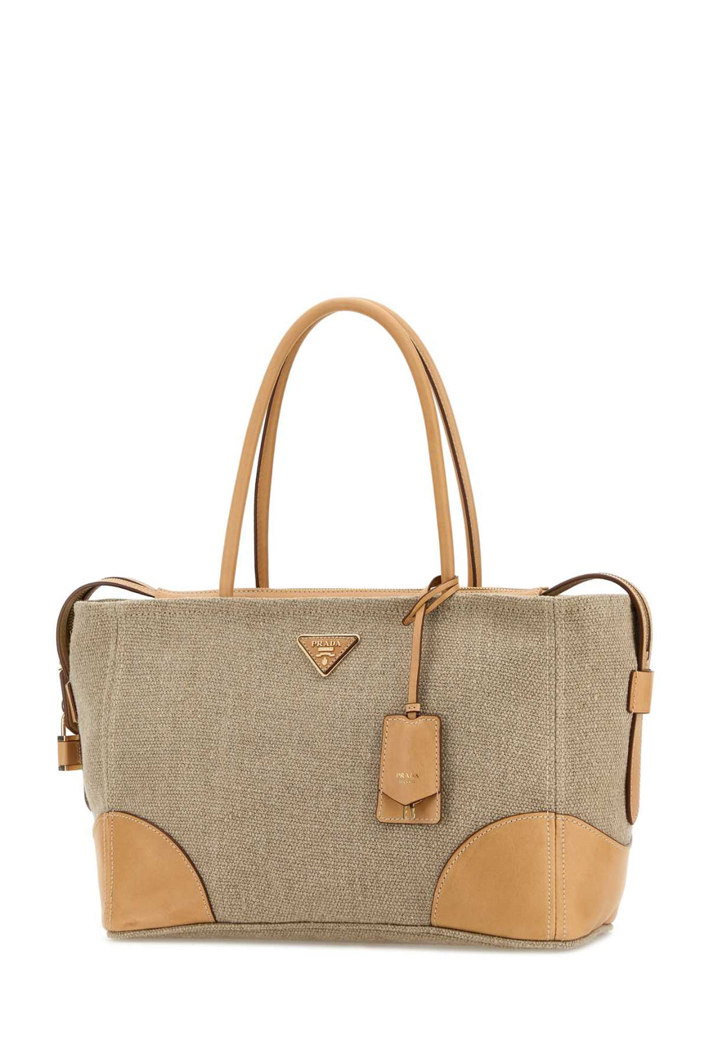Prada Women Cappuccino Canvas Shopping Bag