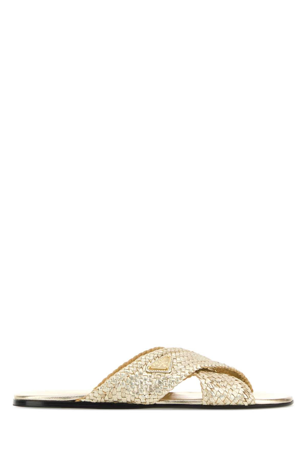 Prada Women Gold Leather Slippers