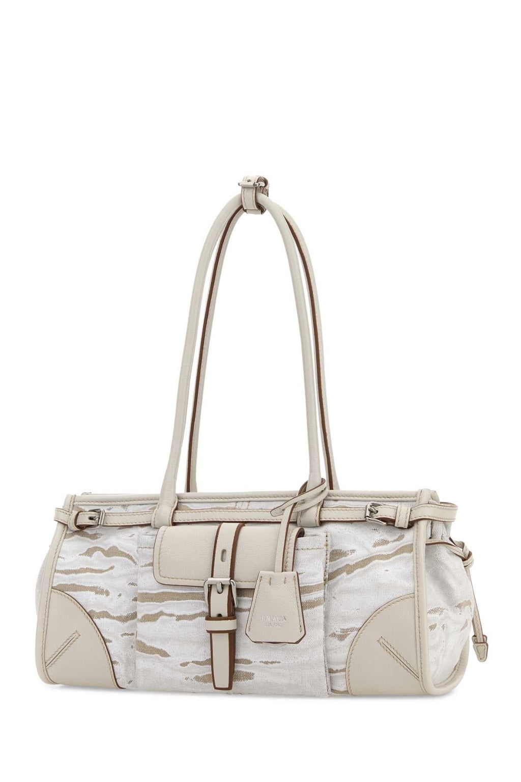 Prada Women Printed Canvas Medium Prada Bonnie Shoulder Bag