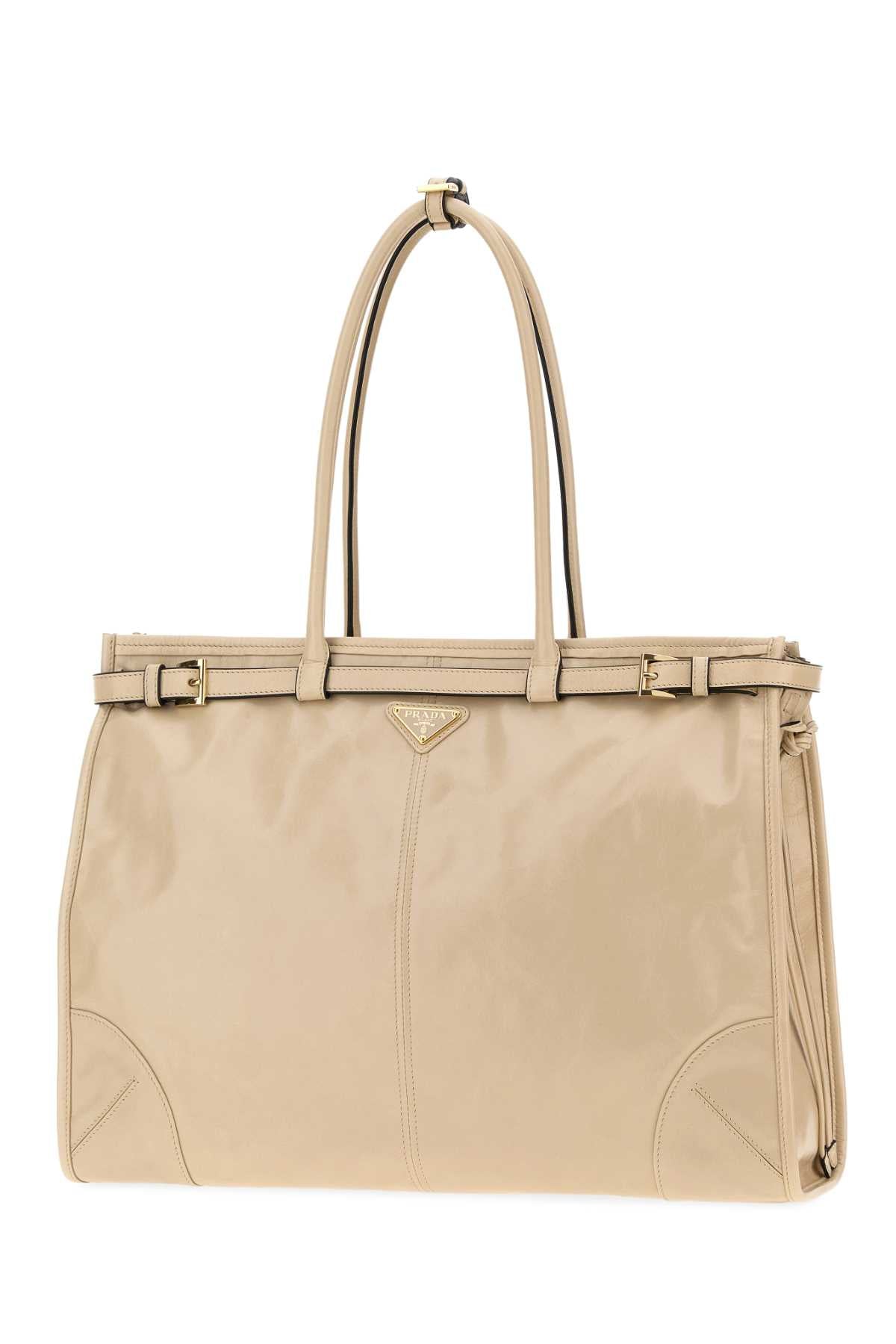 Prada Women Sand Leather Shoulder Bag