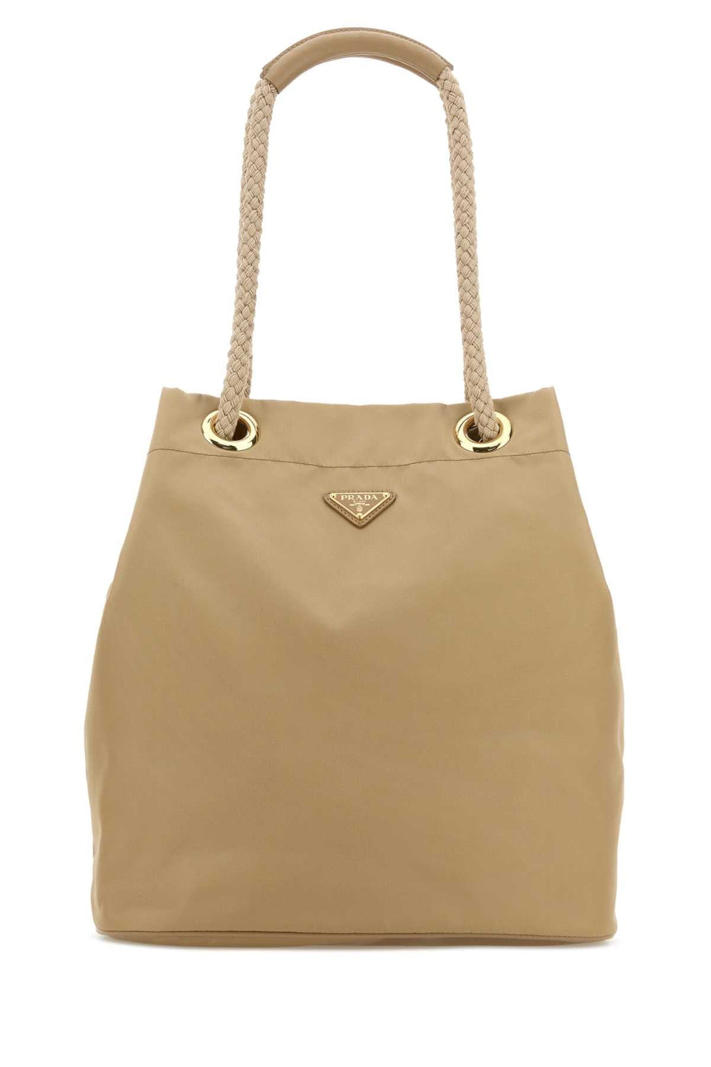 Prada Women Beige Re-Nylon Large Prada Mariner Bucket Bag