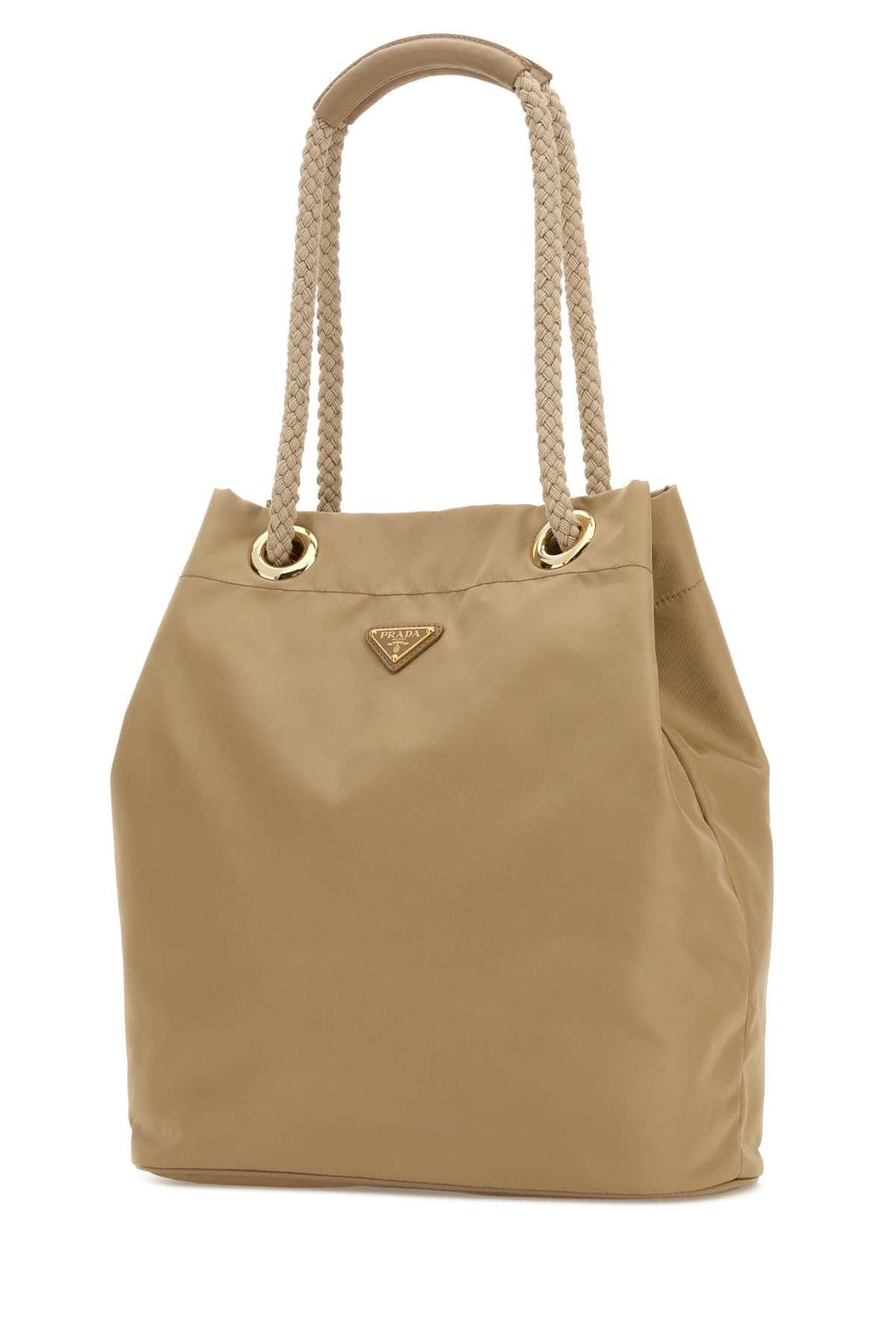 Prada Women Beige Re-Nylon Large Prada Mariner Bucket Bag