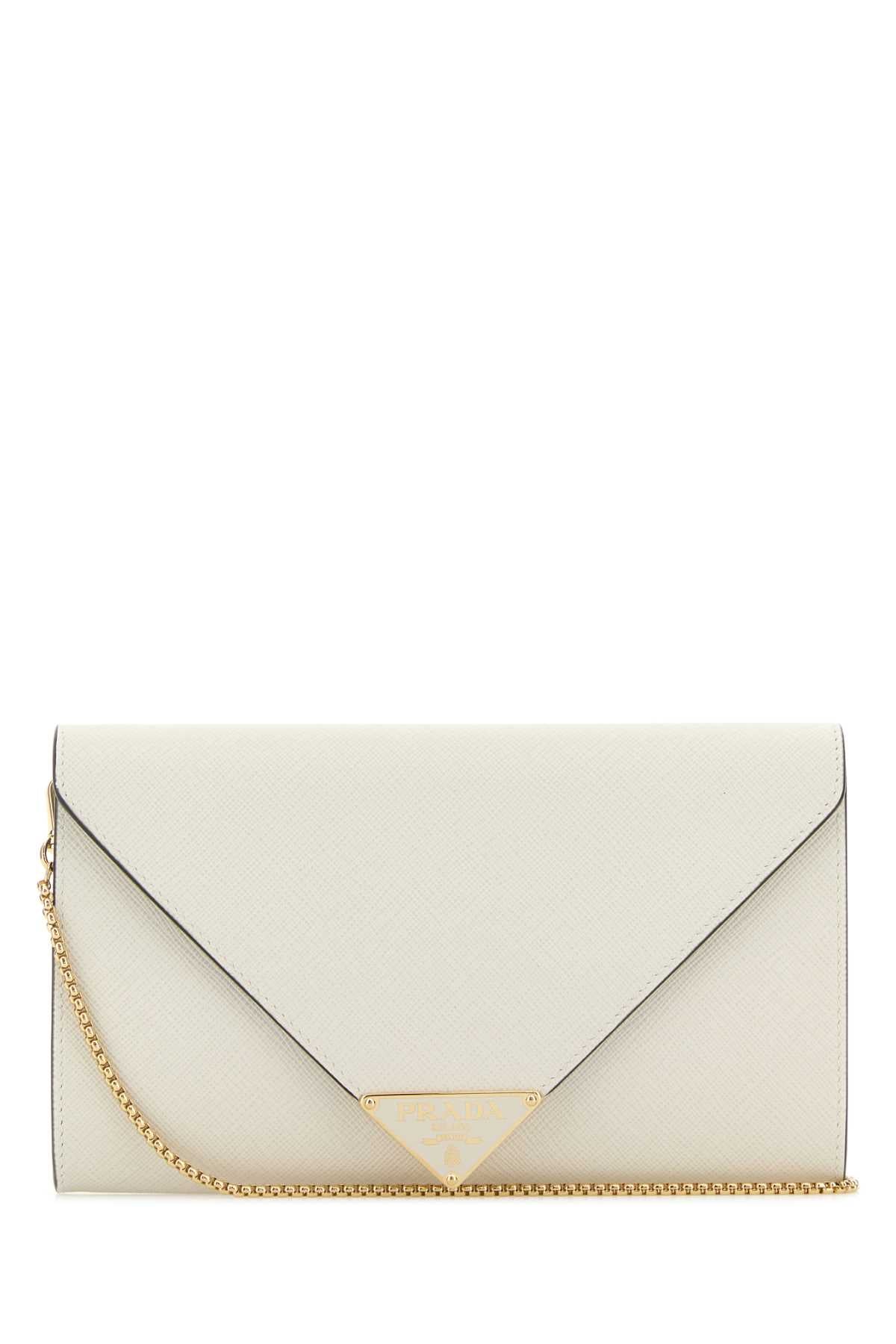 Prada Women Ivory Leather Mini Crossbody Bag