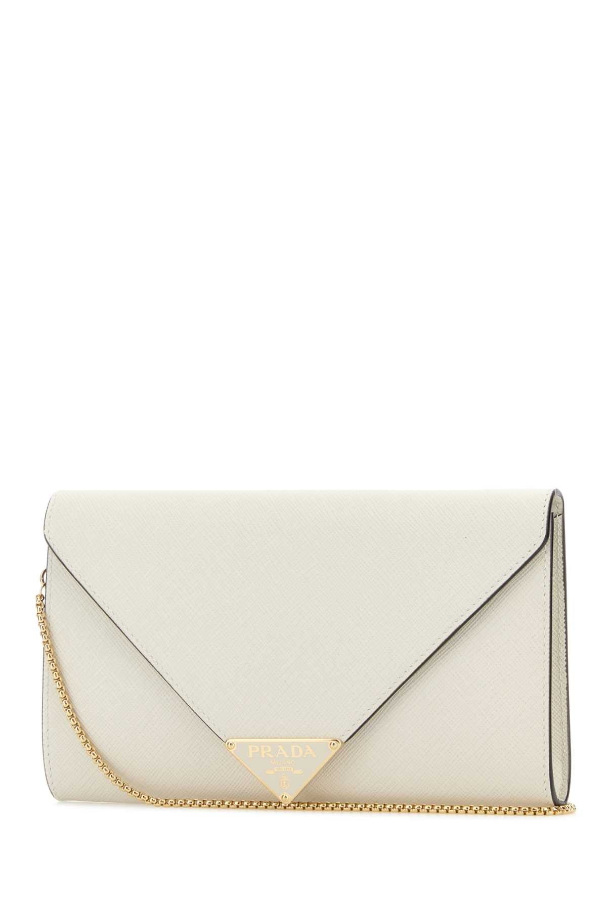Prada Women Ivory Leather Mini Crossbody Bag